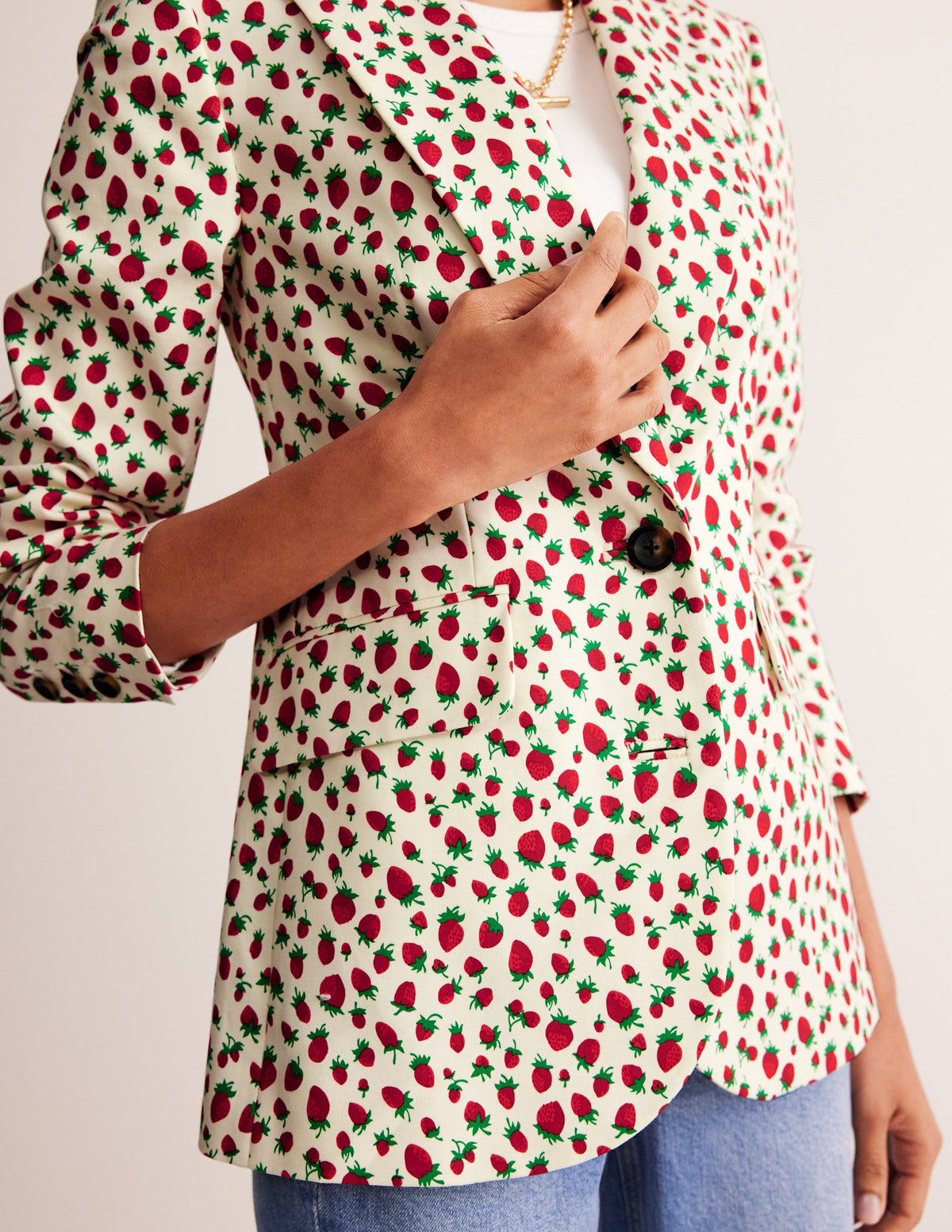 Marylebone Sateen Blazer-Multi, Strawberry Vine - Image 2