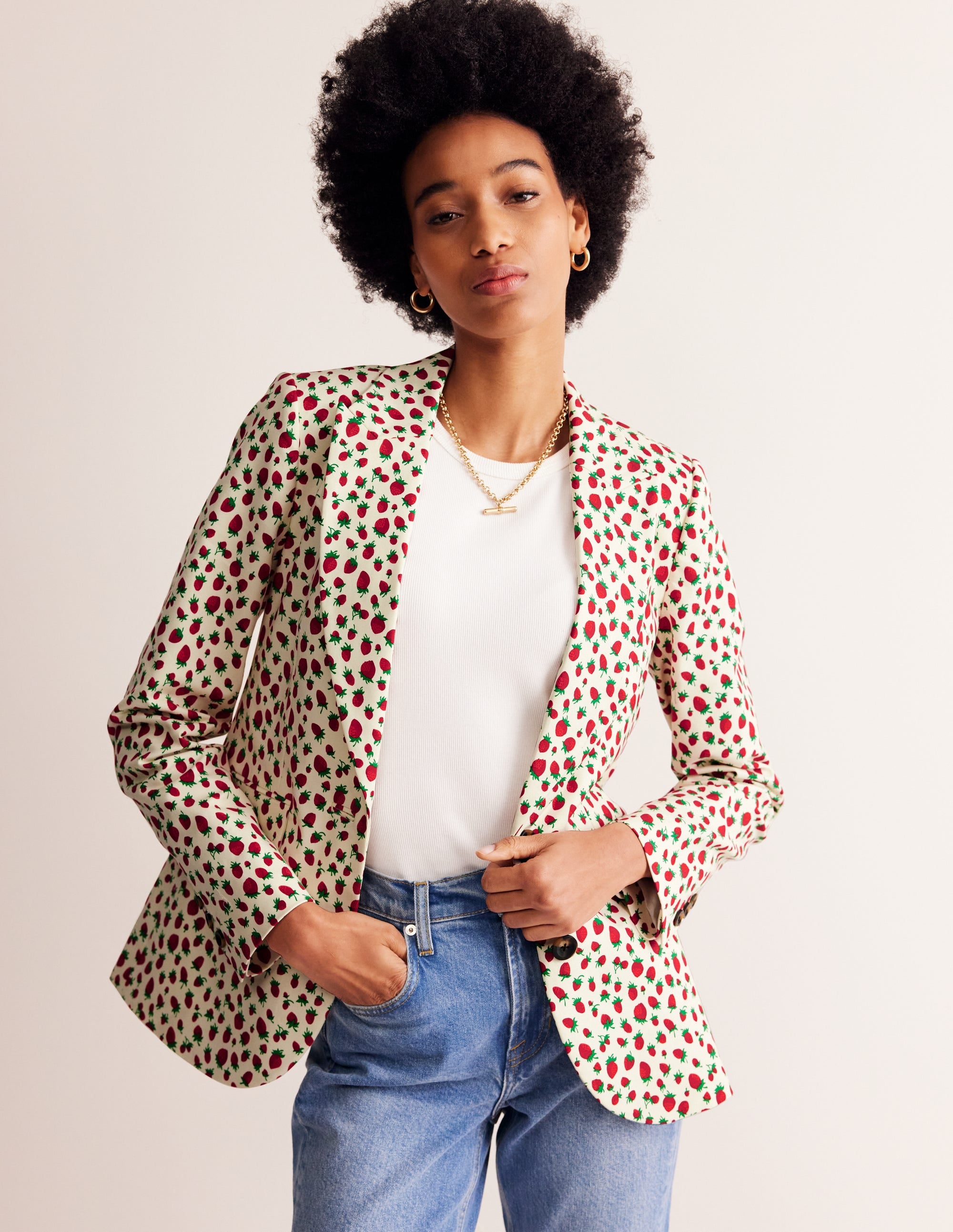 Marylebone Sateen Blazer-Multi, Strawberry Vine - Image 4