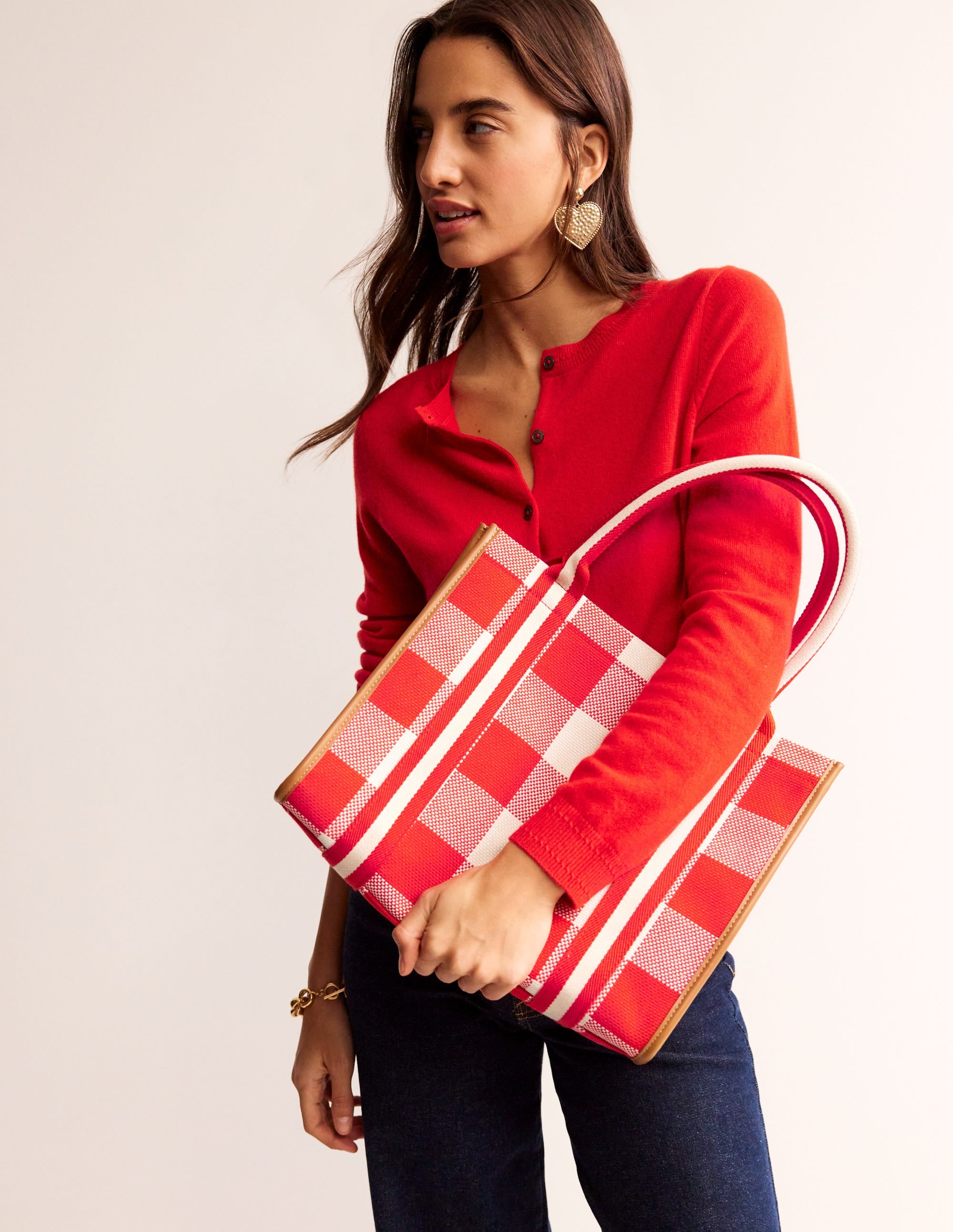 Tilda Canvas Tote Bag-Red Check - Image 1