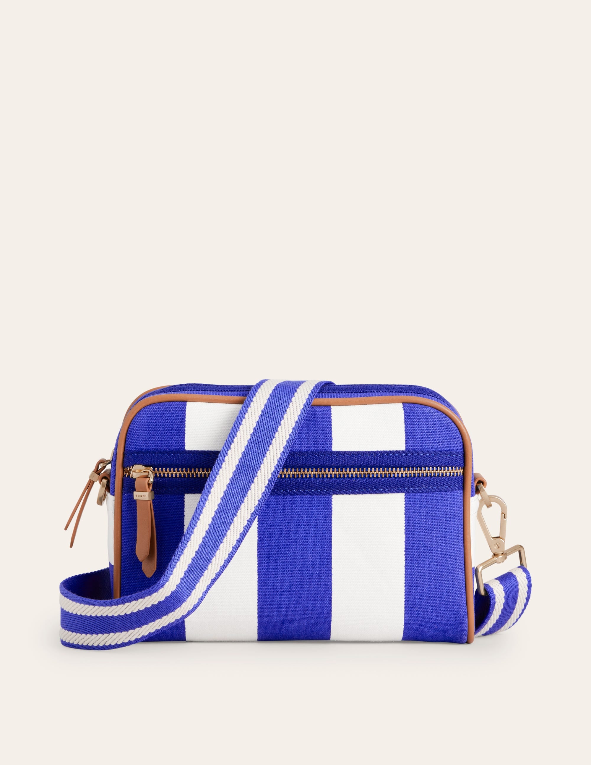 Canvas Cross-Body Bag-Blue Stripe - Image 2