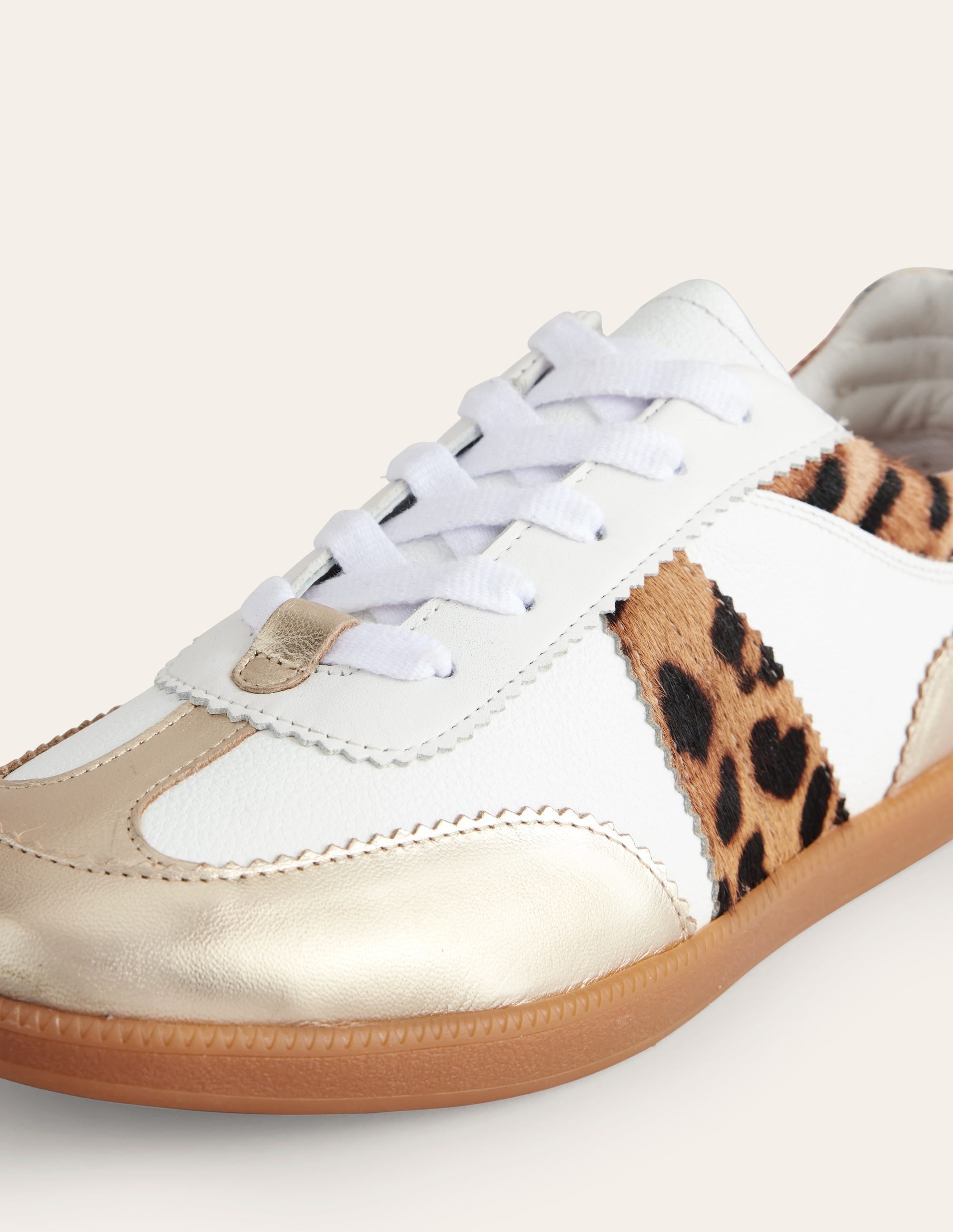 Erin Retro Tennis Trainers-Off White/ Classic Leopard - Image 4
