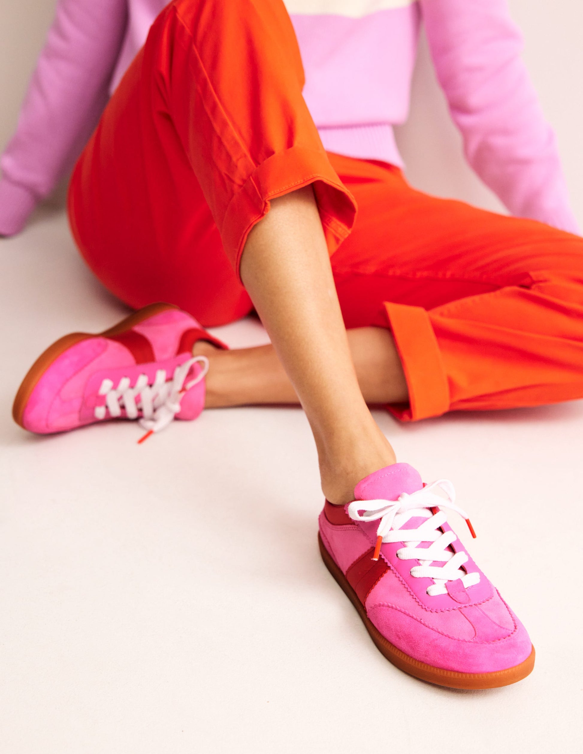 Erin Retro Tennis Trainers-Pink Colourblock-1