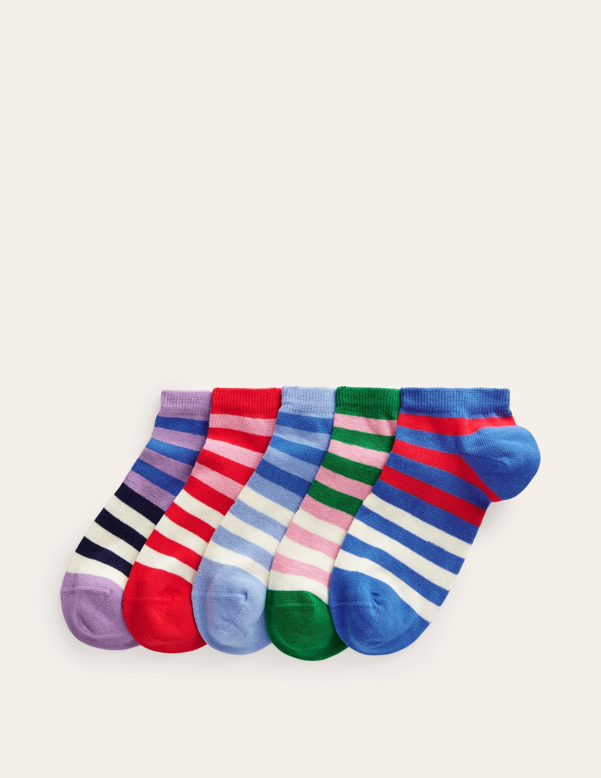5 Pack Trainer Socks-Multi Colourblock Stripe - Image 1