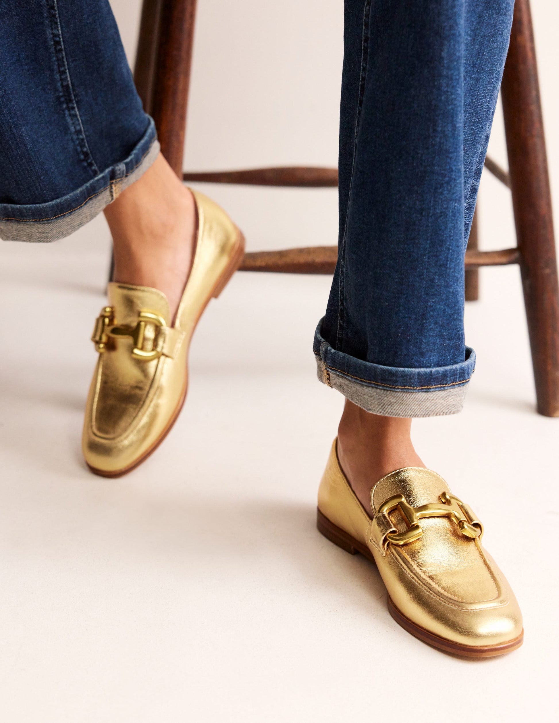 Iris Snaffle Loafers-Gold Leather-1
