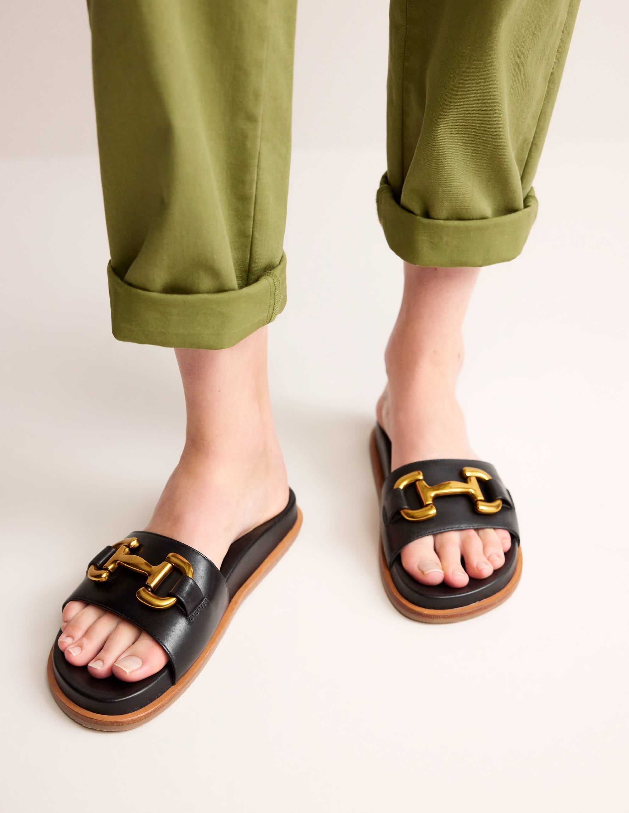 Iris Snaffle Slider Sandals-Black - Image 1