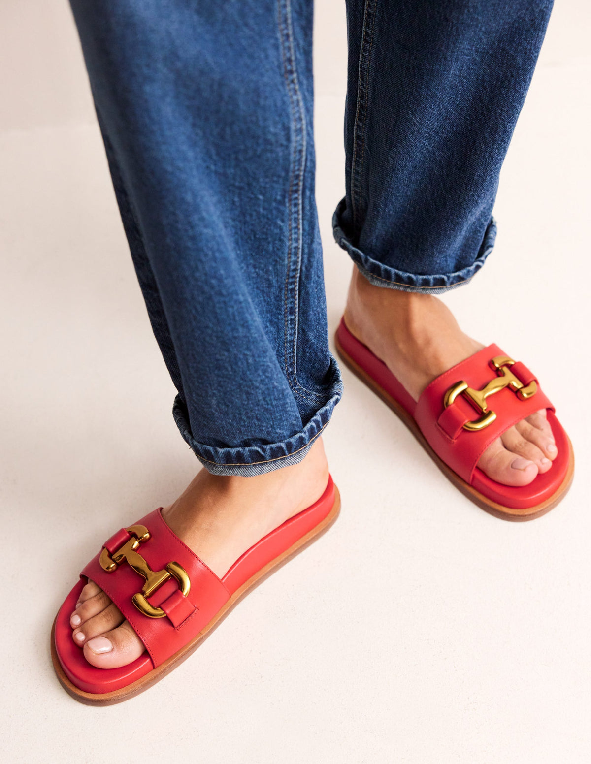 Iris Snaffle Slider Sandals-Red Leather-1