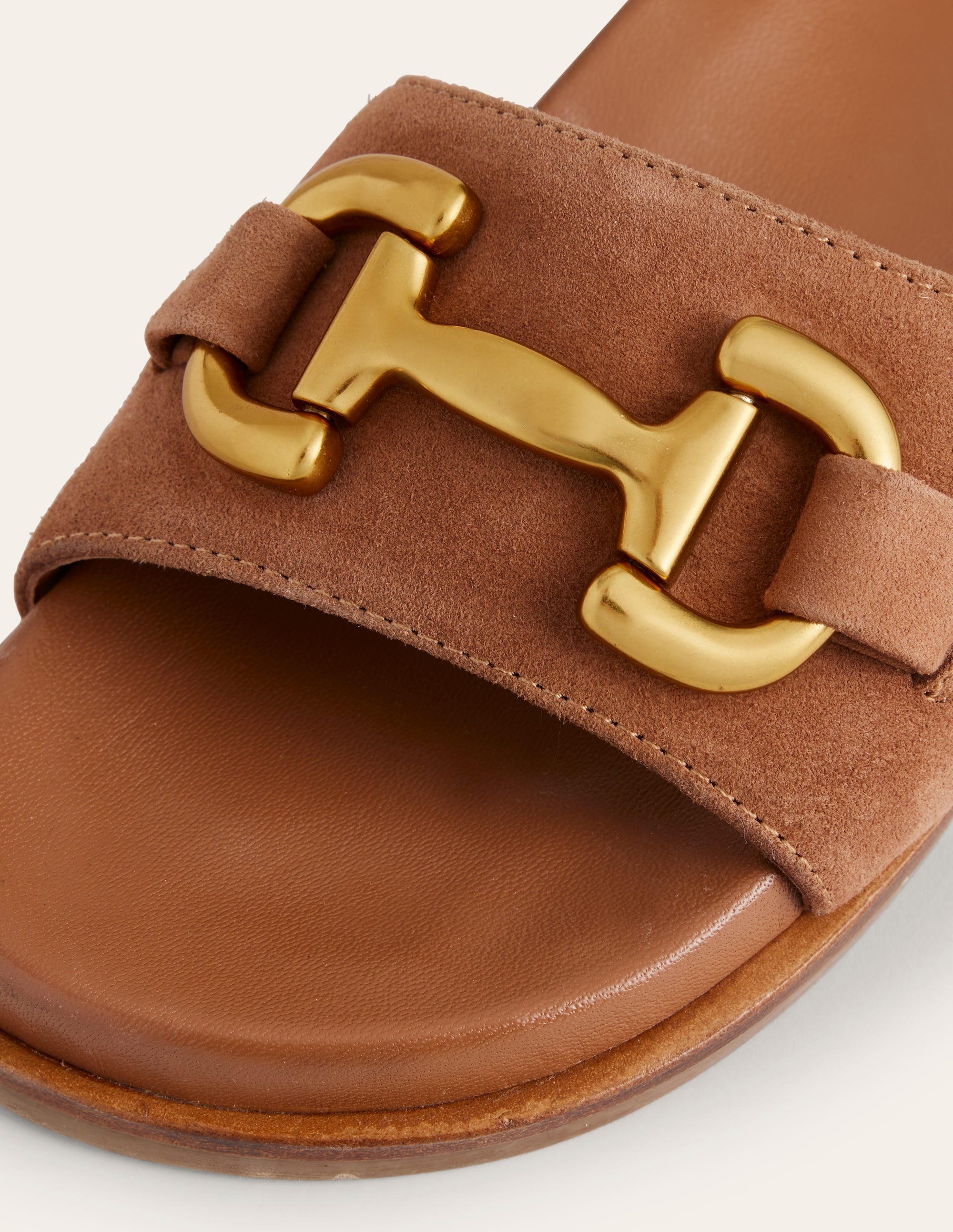Iris Snaffle Slider Sandals-Tan Suede/ Leather - Image 4