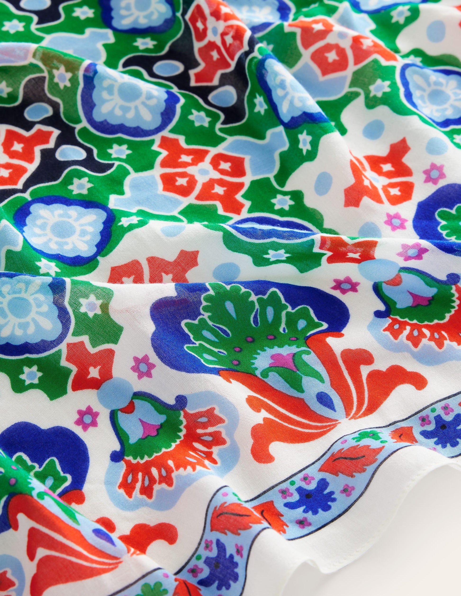 Printed Sarong Scarf-Multi, Coastal Tile-4