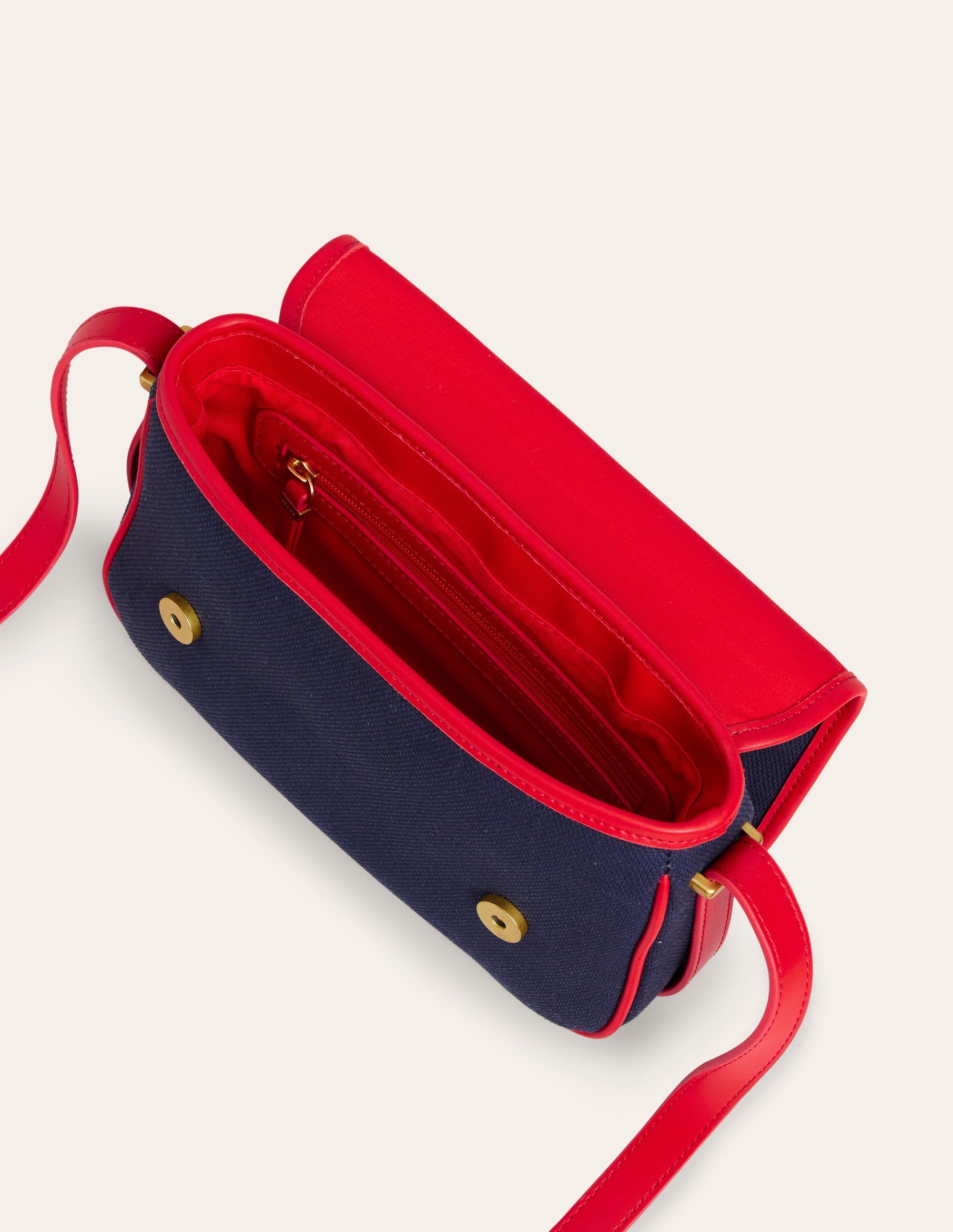 Structured Cross-Body Bag-Navy/ Red - Image 4