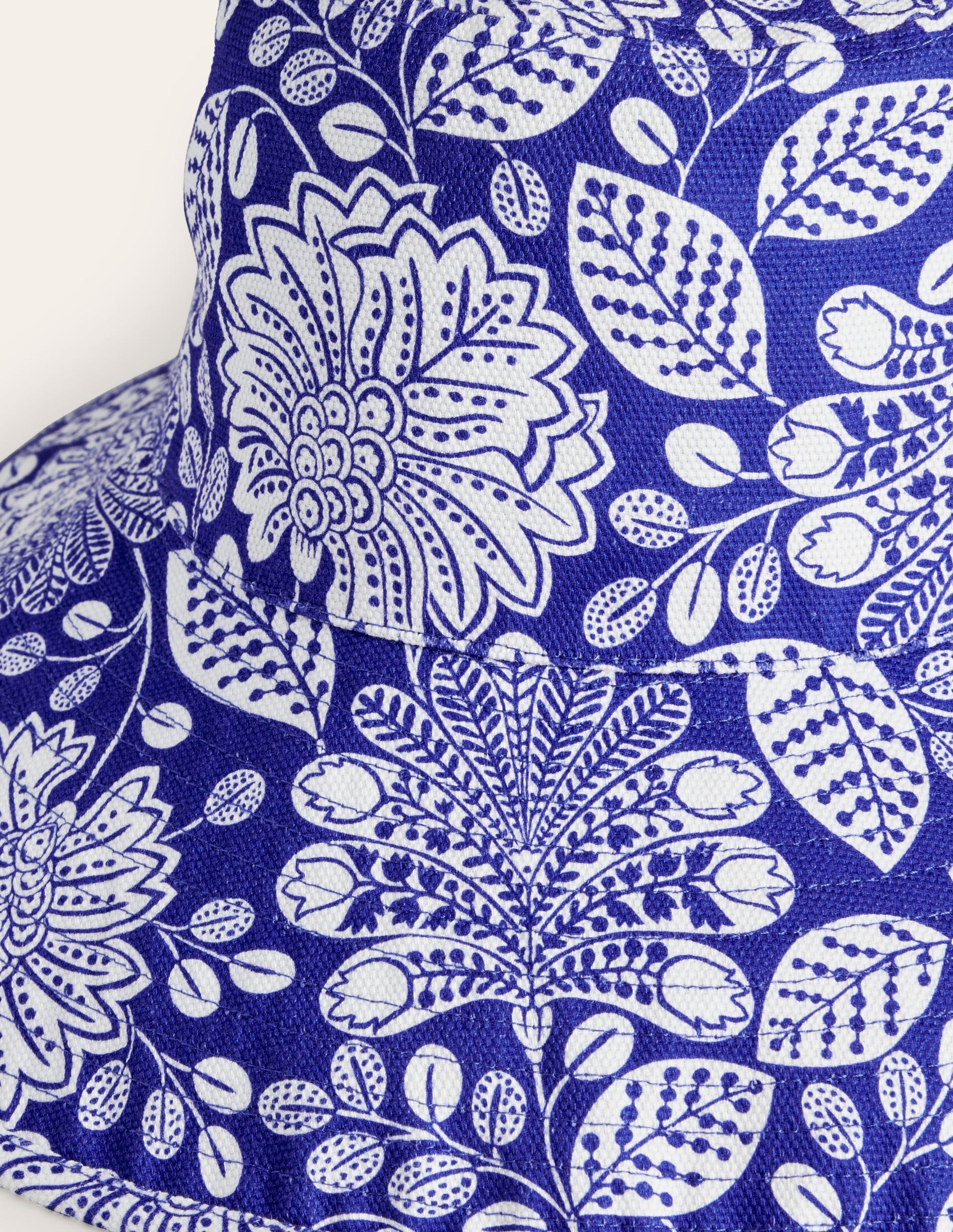 Printed Canvas Bucket Hat-Bright Blue, Gardenia Swirl-3