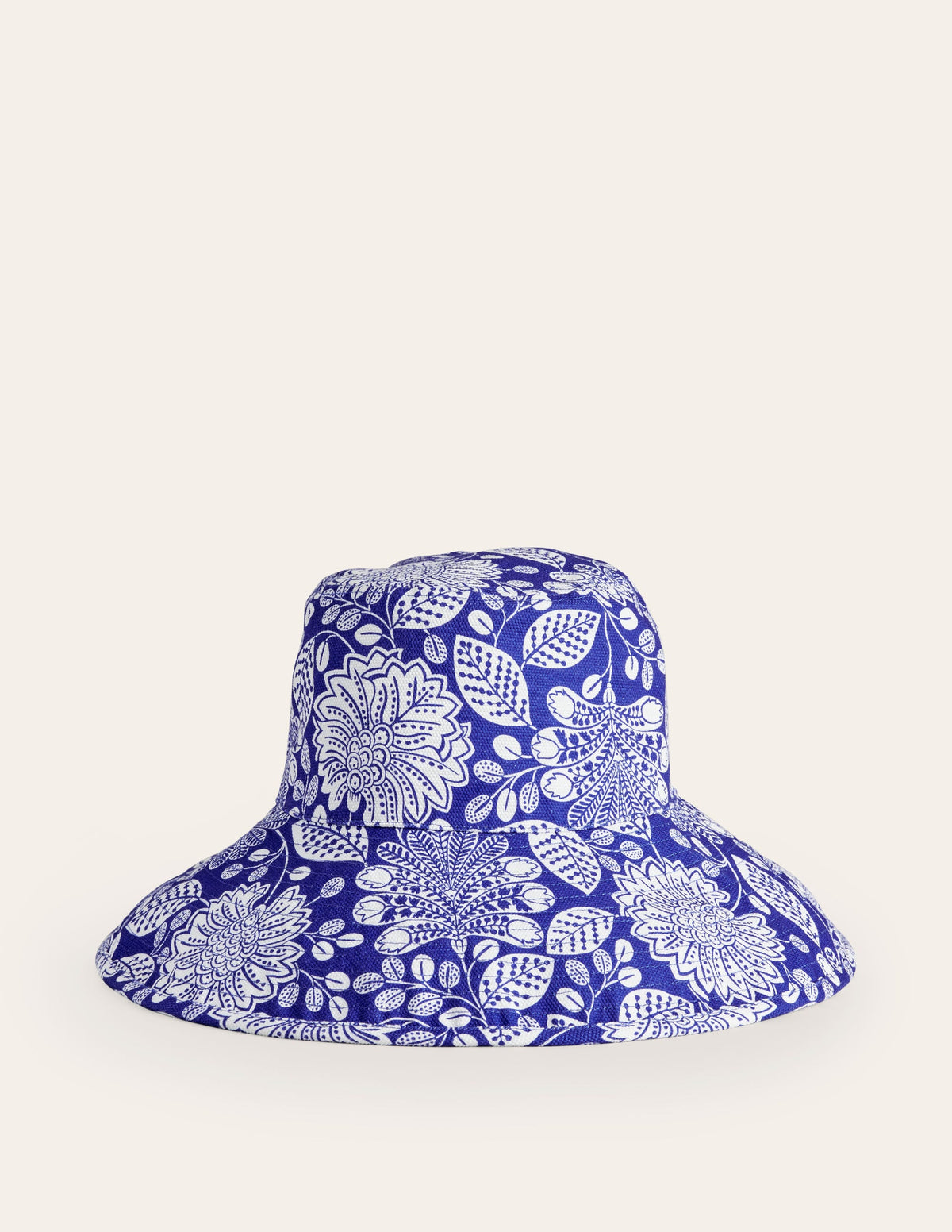Printed Canvas Bucket Hat-Bright Blue, Gardenia Swirl - Image 2