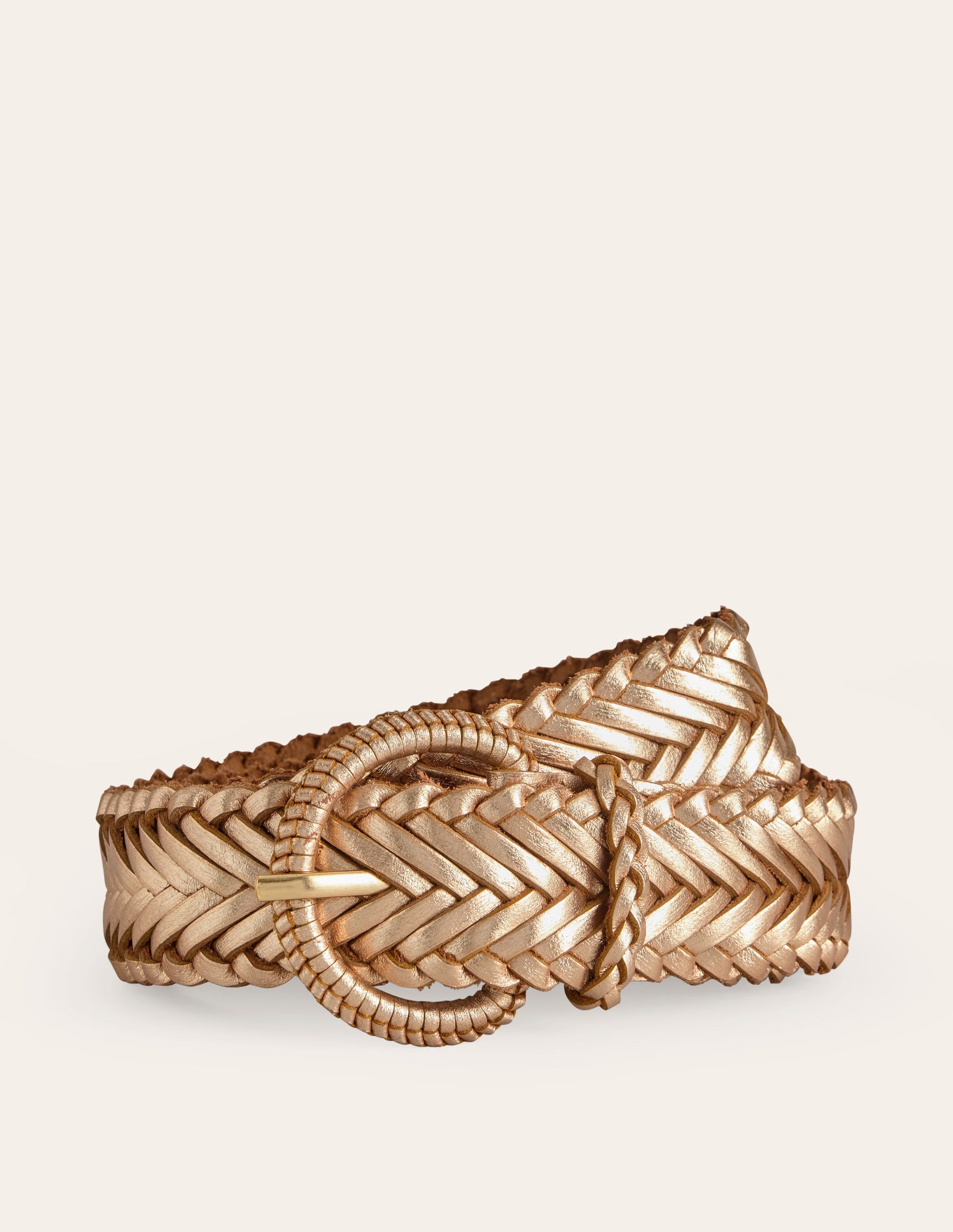 Woven Leather Belt-Gold-2