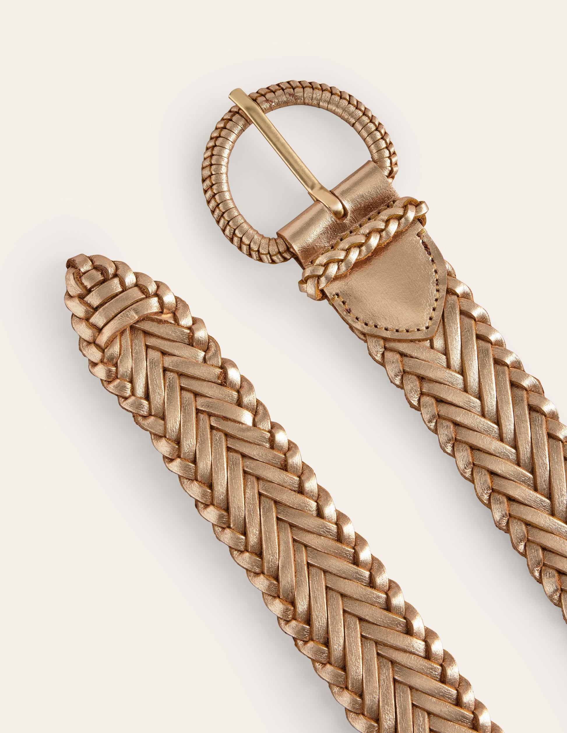 Woven Leather Belt-Gold-3