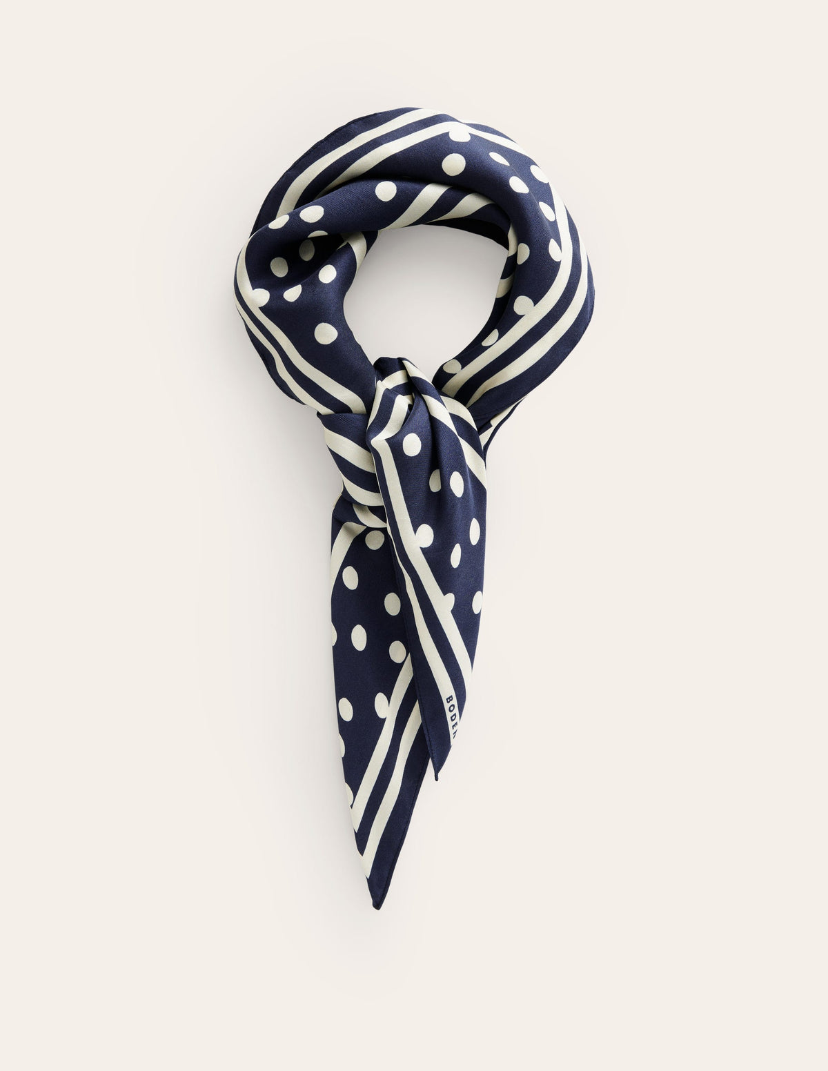 Elisabeth Silk Square Scarf-Navy Spot - Image 2