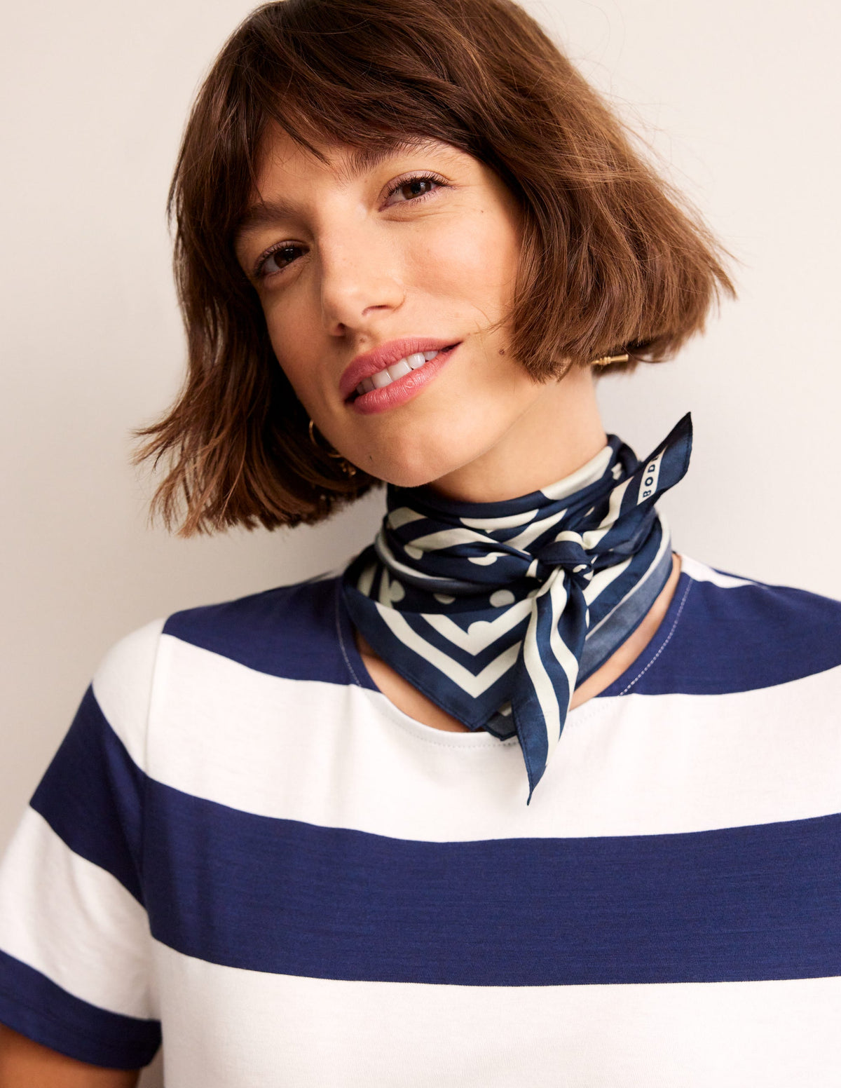 Elisabeth Silk Square Scarf-Navy Spot-1