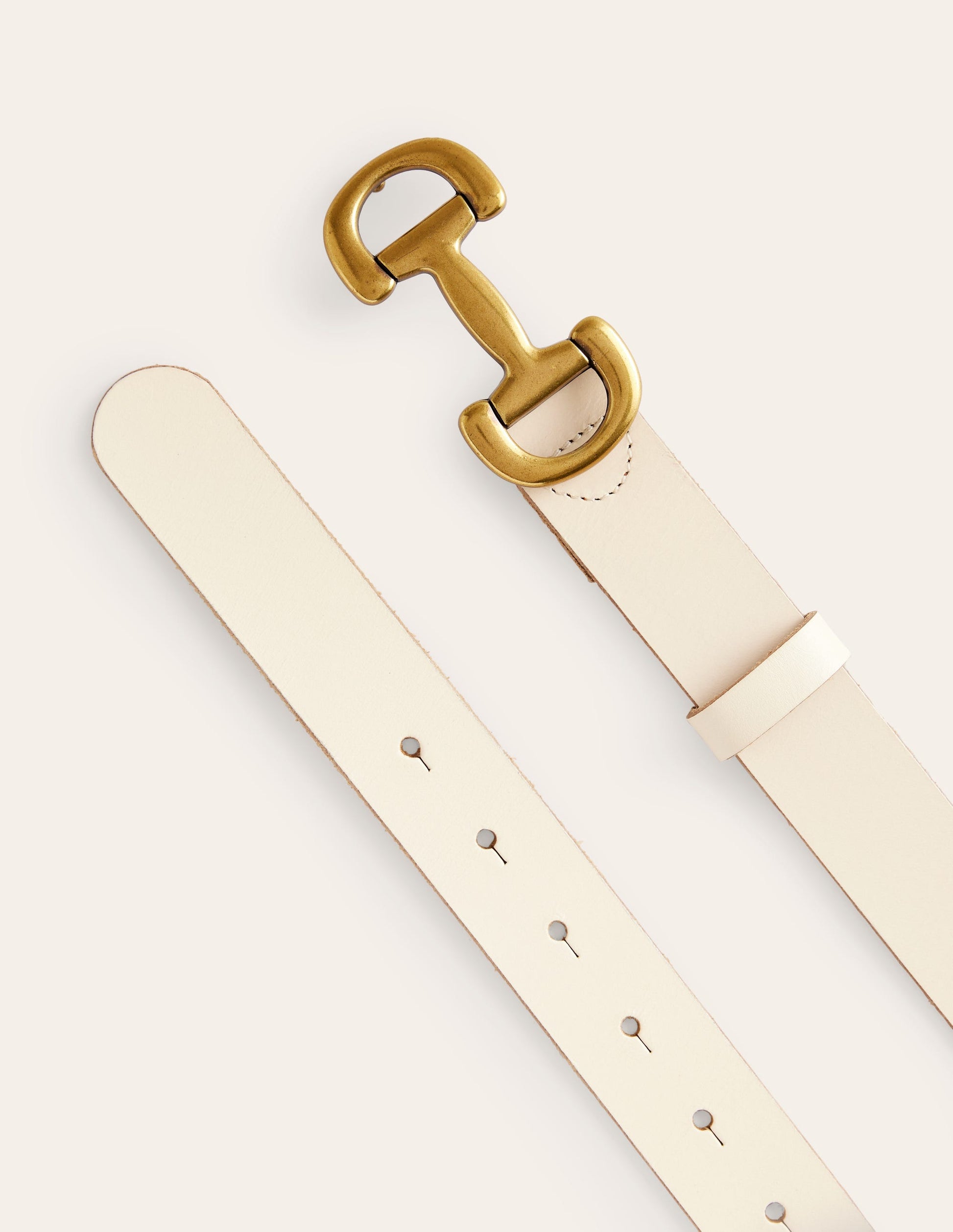 Iris Snaffle-Trim Leather Belt-Ecru-3