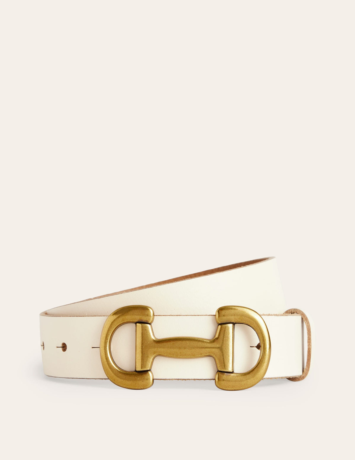 Iris Snaffle-Trim Leather Belt-Ecru-2