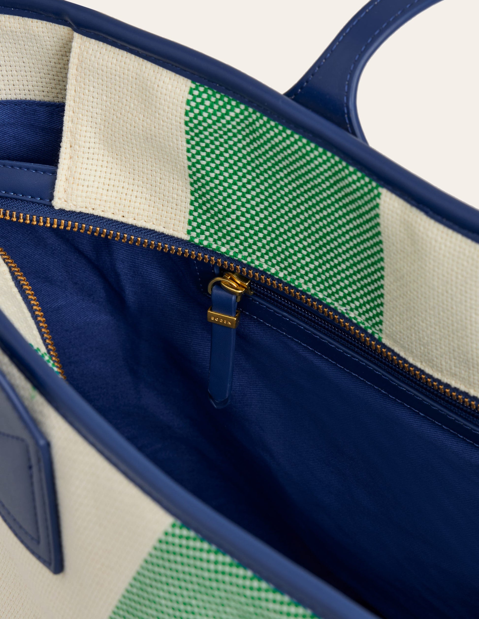Trapeze Tote Bag-Green Stripe-4