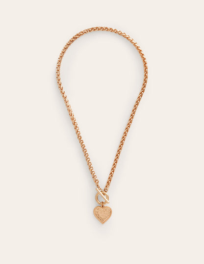 Heart Charm Necklace-Gold-2