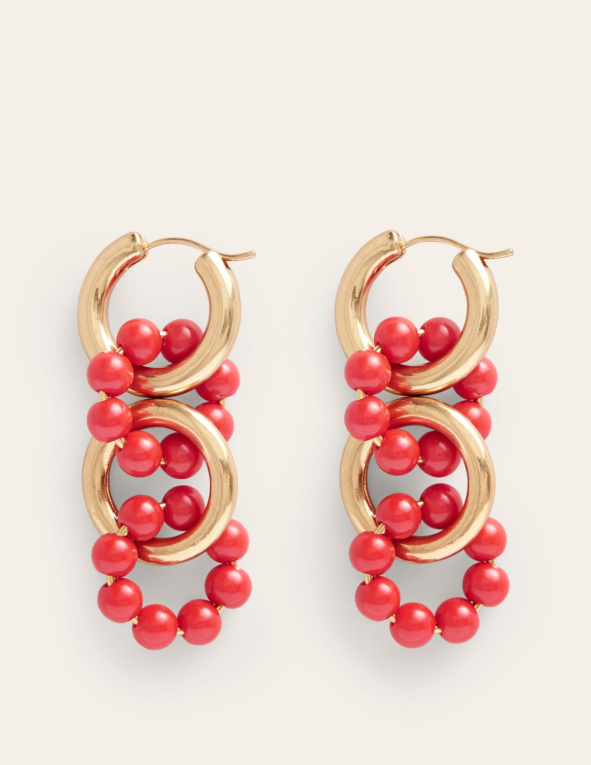 Link Bead Earrings-Coral - Image 2