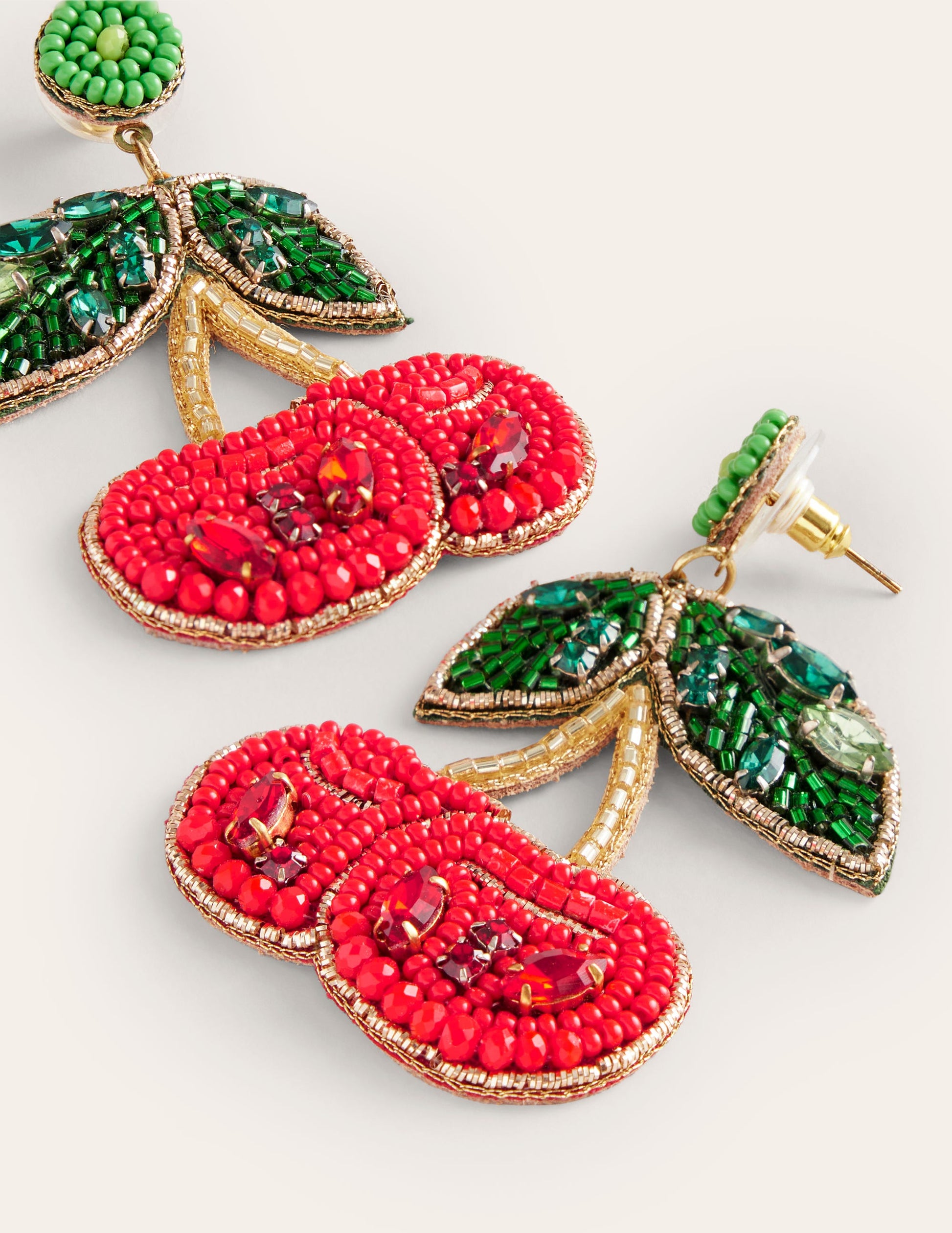 Beady Motif Earrings-Cherry-3