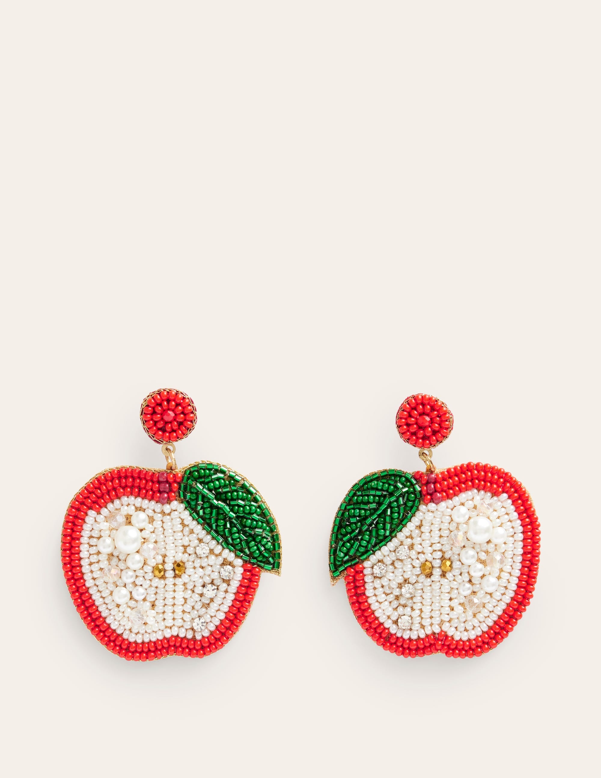 Beady Motif Earrings-Apples - Image 2