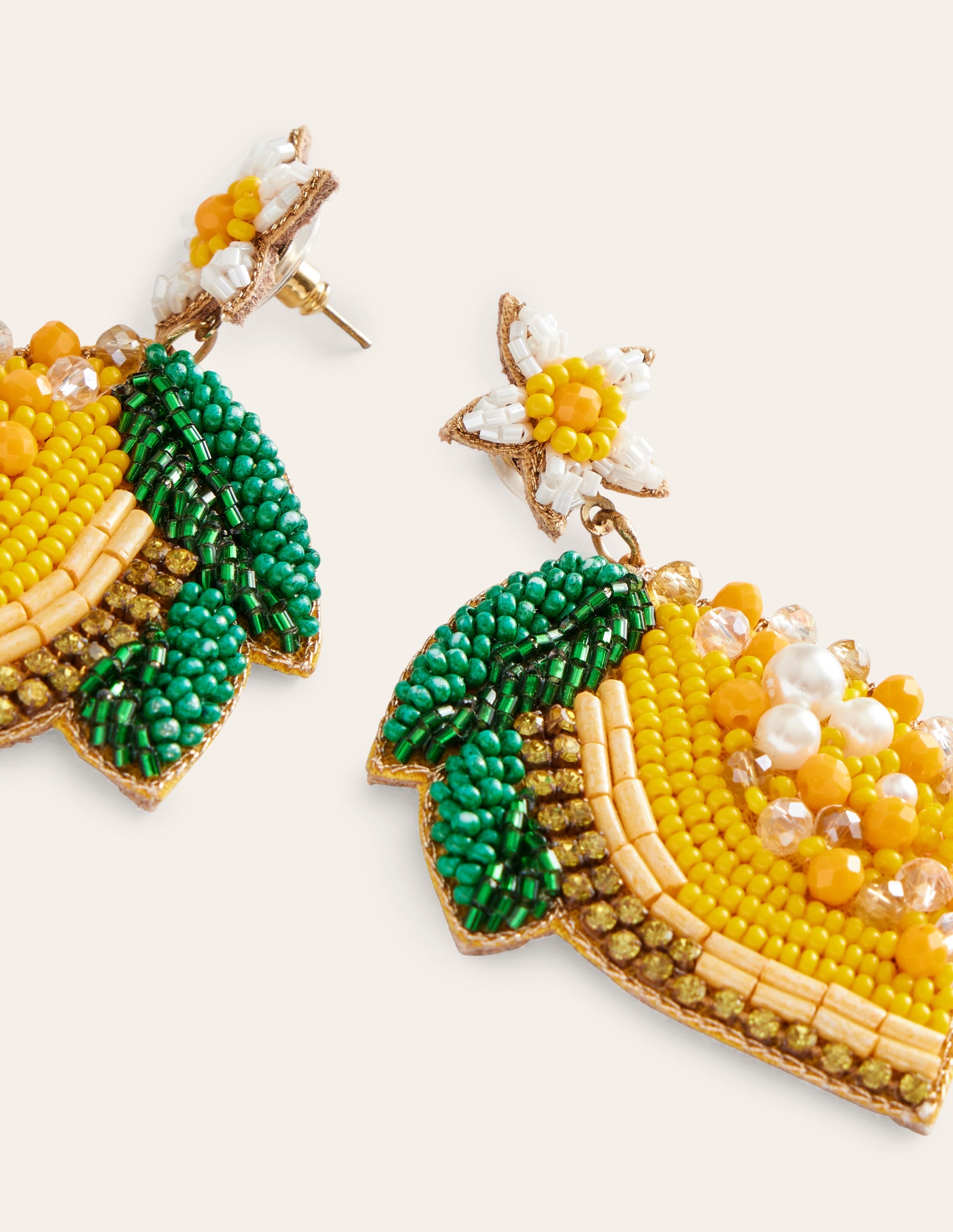 Beady Motif Earrings-Lemons - Image 3