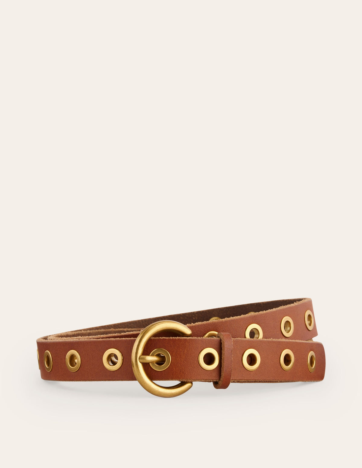 Eyelet Leather Belt-Tan - Image 2