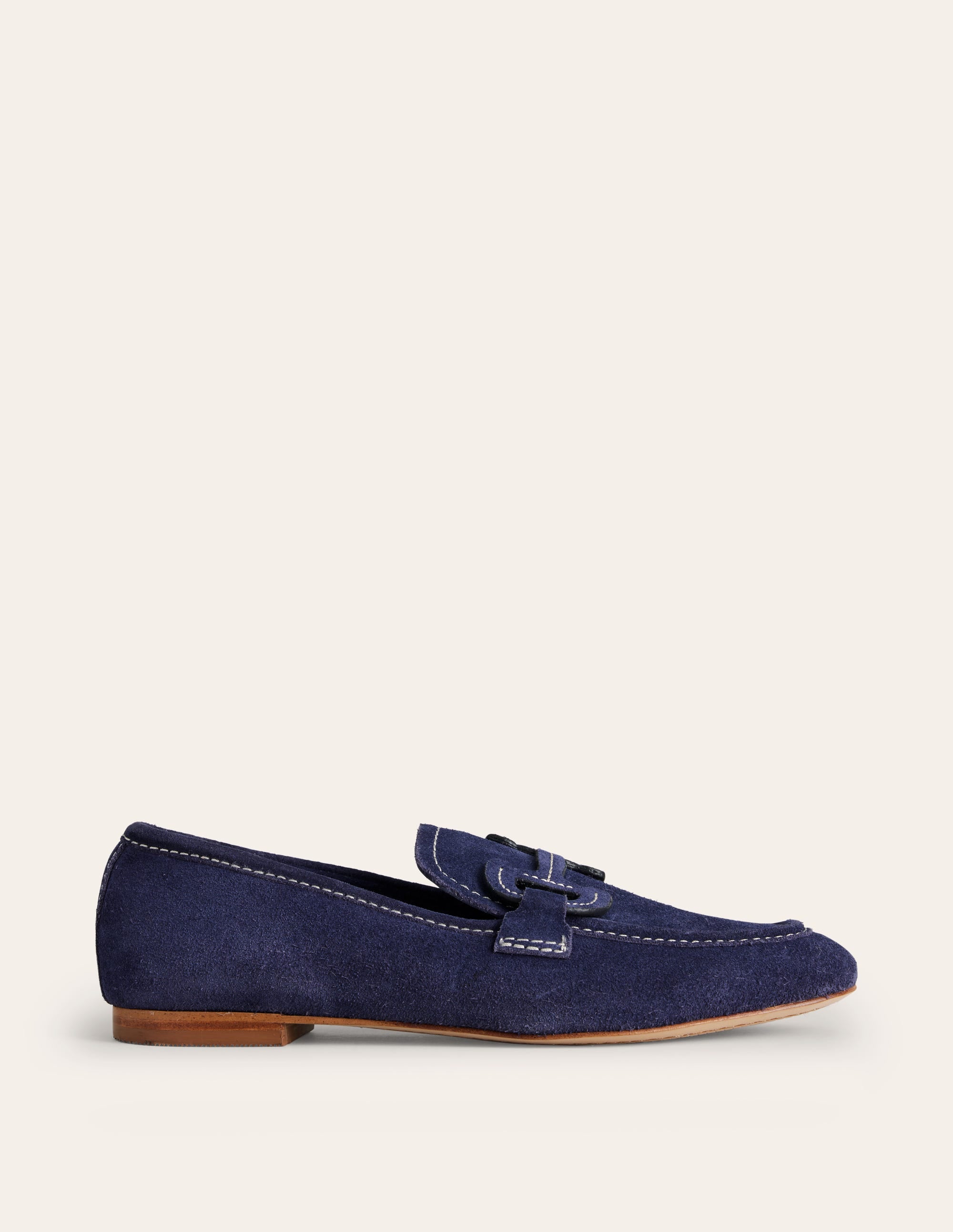 Stitched Snaffle Loafers-Navy Suede - Image 2