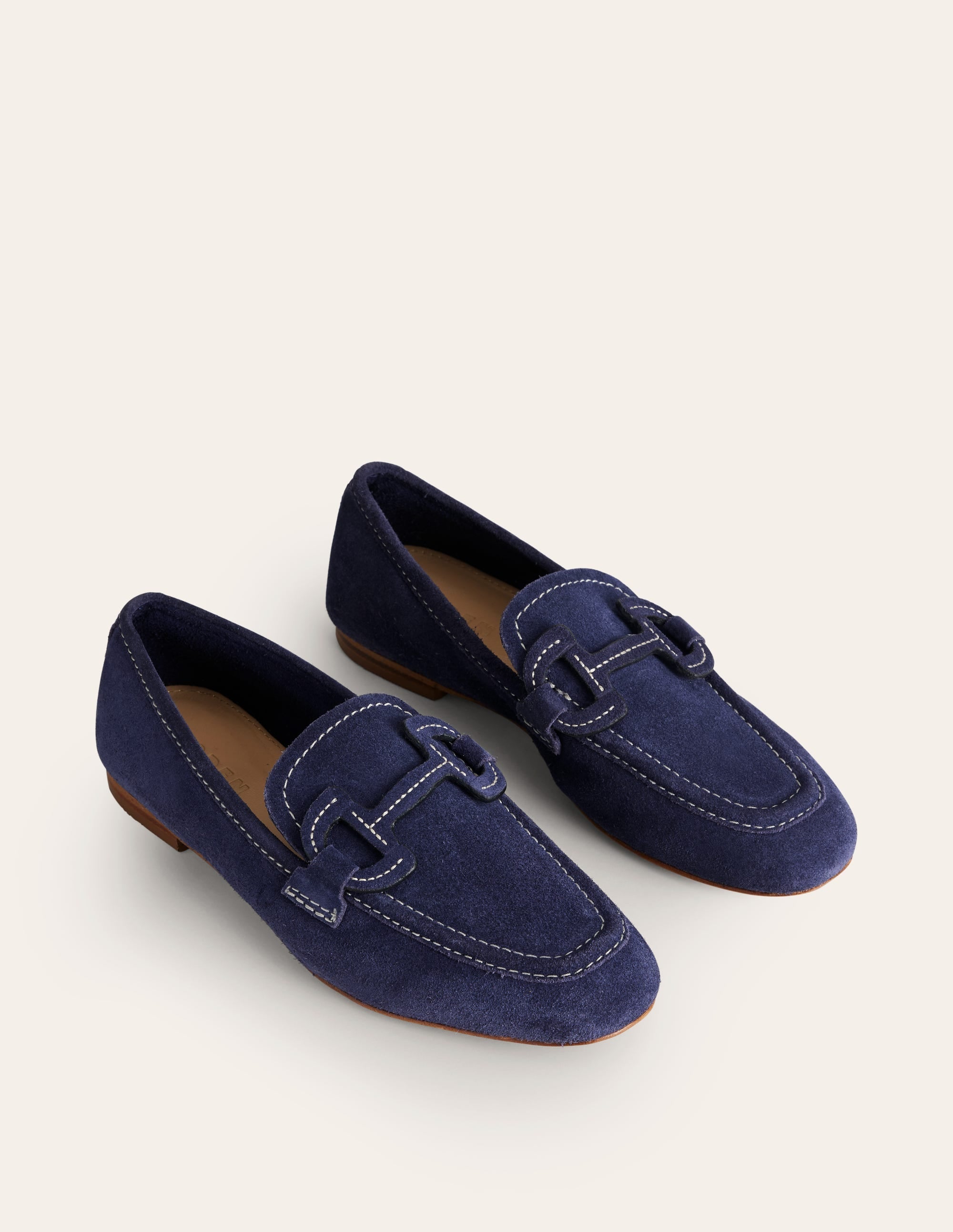 Stitched Snaffle Loafers-Navy Suede - Image 3