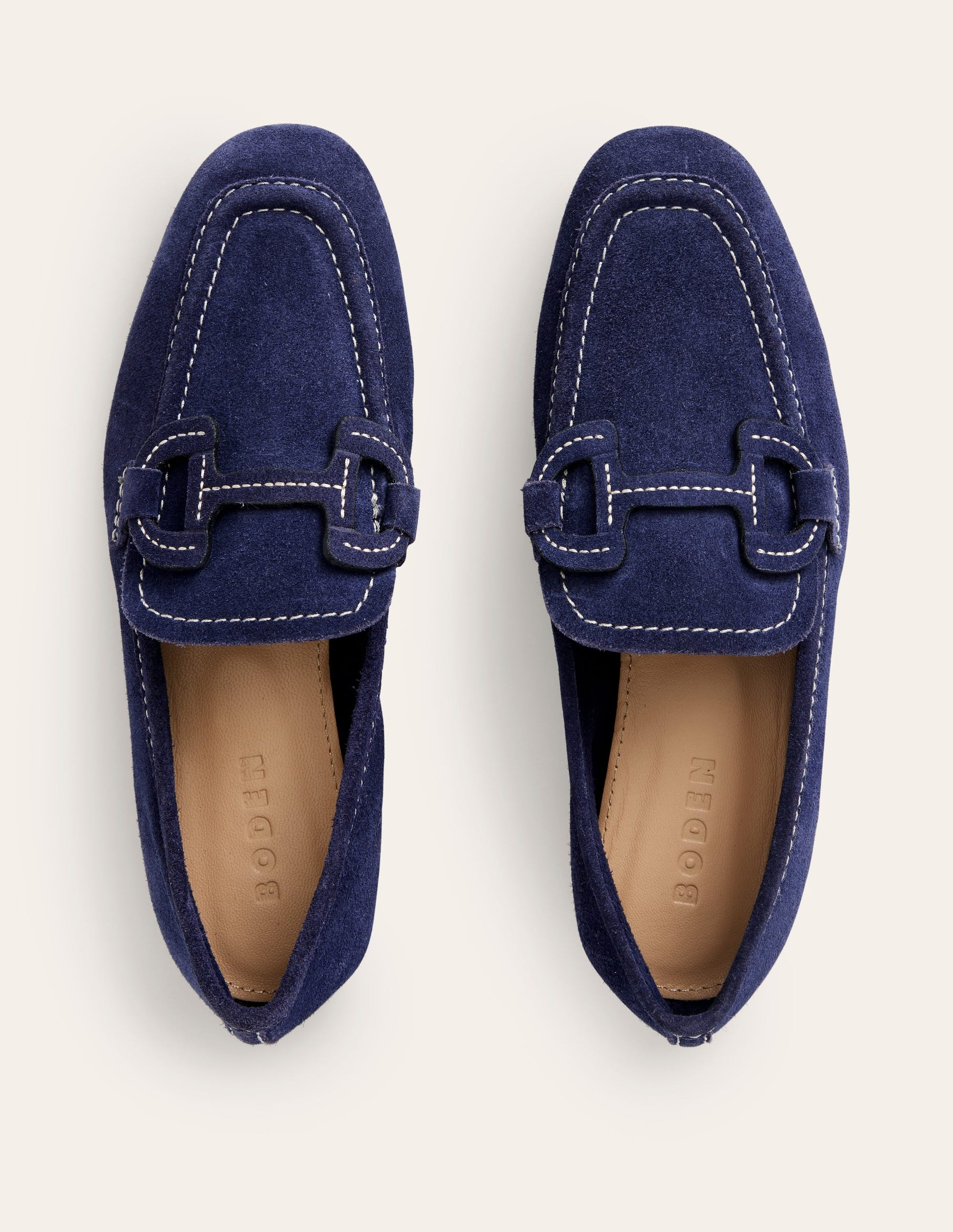 Stitched Snaffle Loafers-Navy Suede-5
