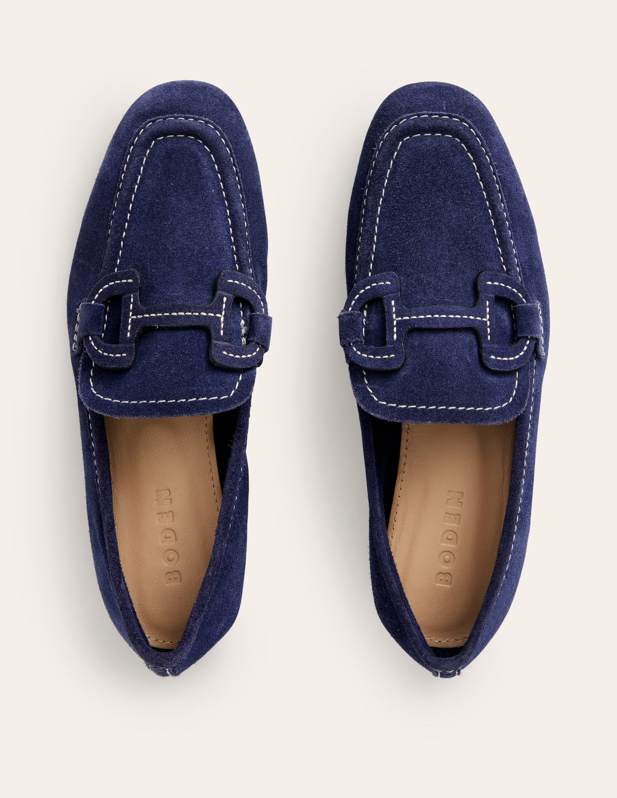 Stitched Snaffle Loafers-Navy Suede - Image 5