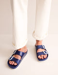 Lyla Double Buckle Sliders-Bright Blue