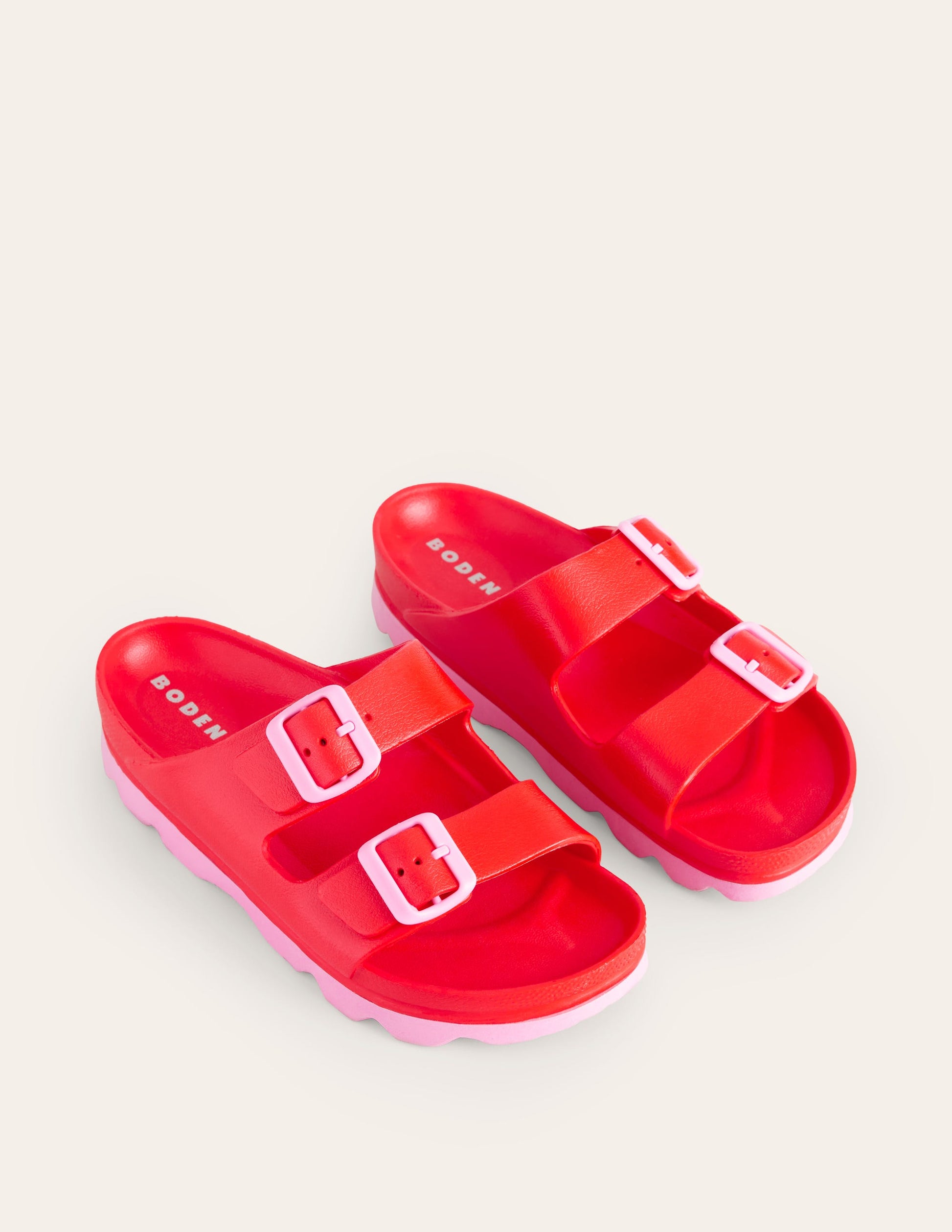 Lyla Double Buckle Sliders-Red-3