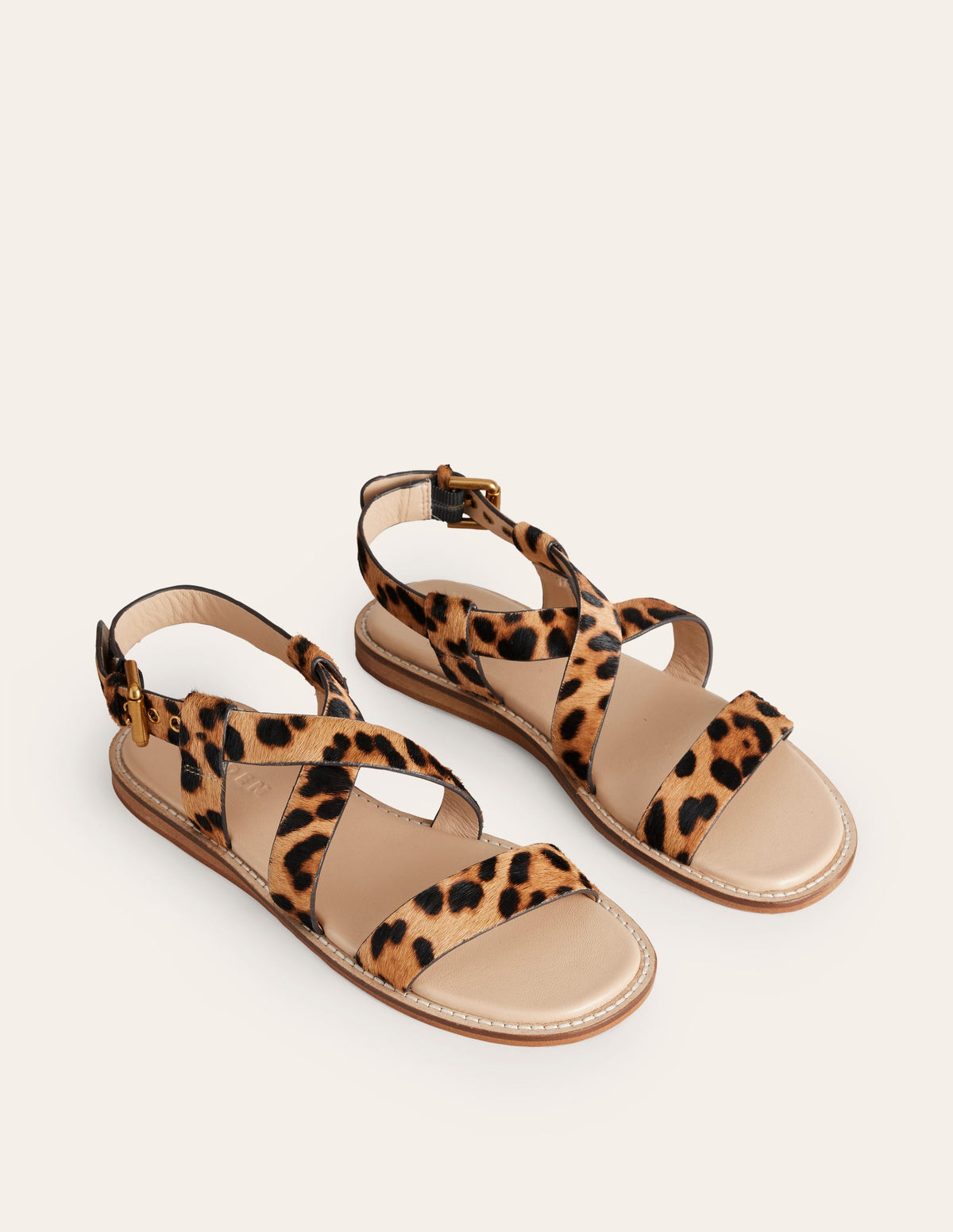 Cross Strap Flat Sandals-Classic Leopard - Image 3