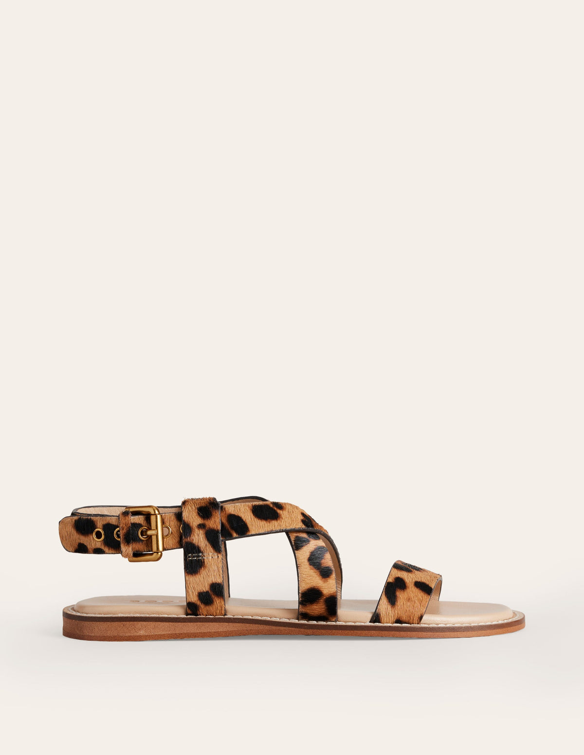 Cross Strap Flat Sandals-Classic Leopard-2