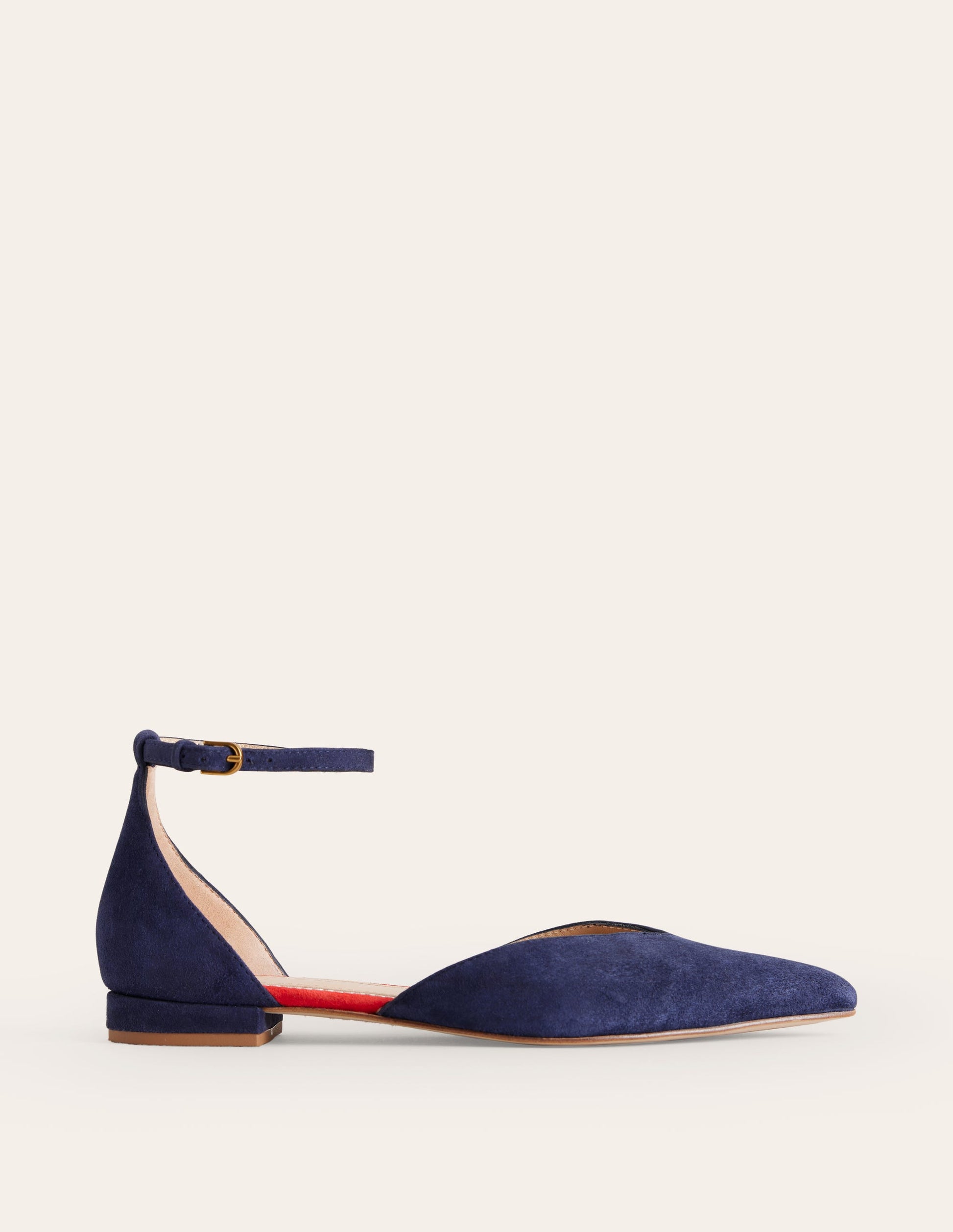 Ankle Strap Point Flats-Navy Suede-2