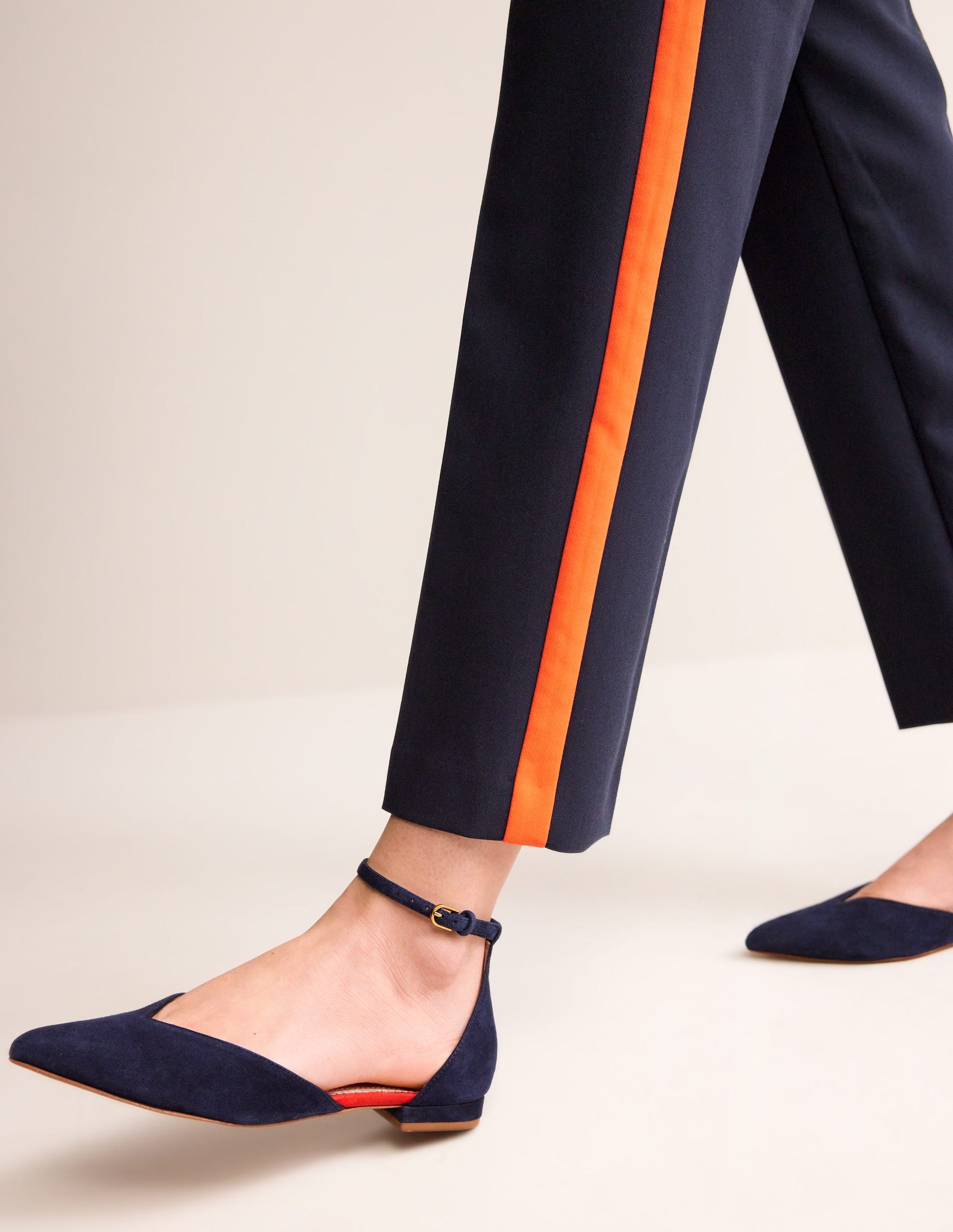 Ankle Strap Point Flats-Navy Suede-1