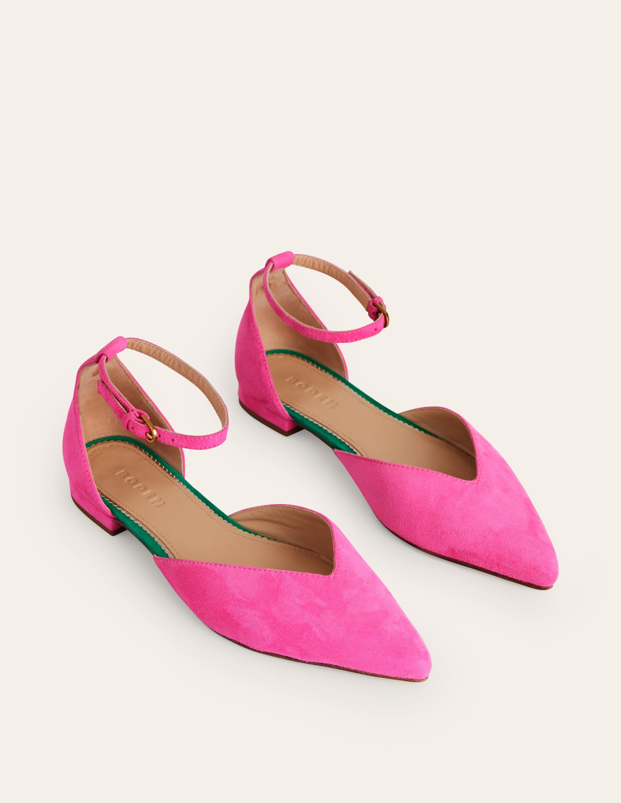 Ankle Strap Point Flats-Festival Pink Suede - Image 3