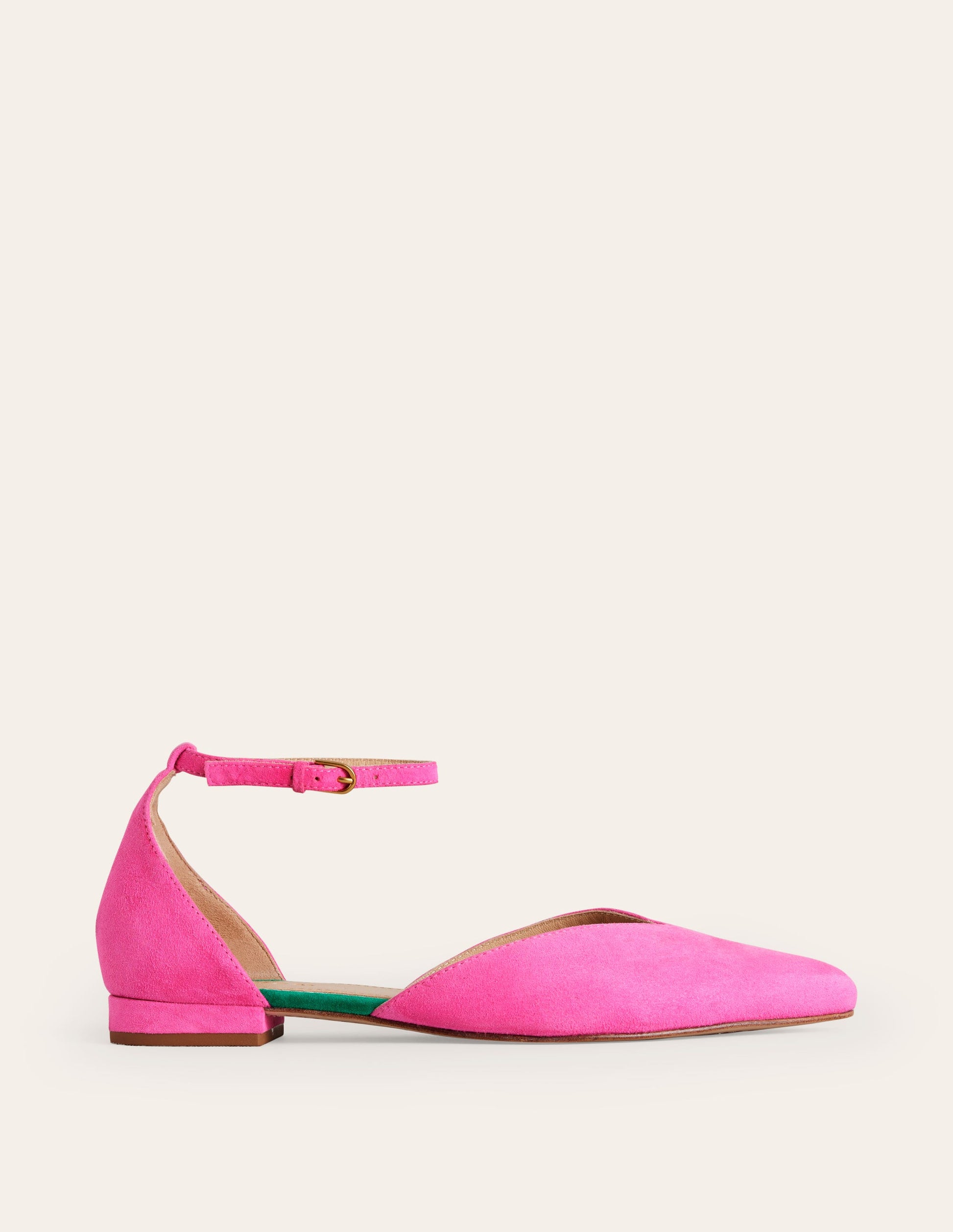 Ankle Strap Point Flats-Festival Pink Suede-2