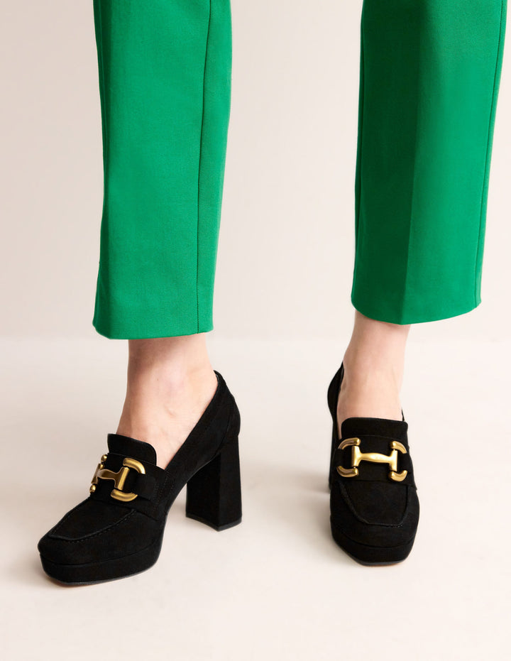 Iris Platform Snaffle Loafers-Black Suede