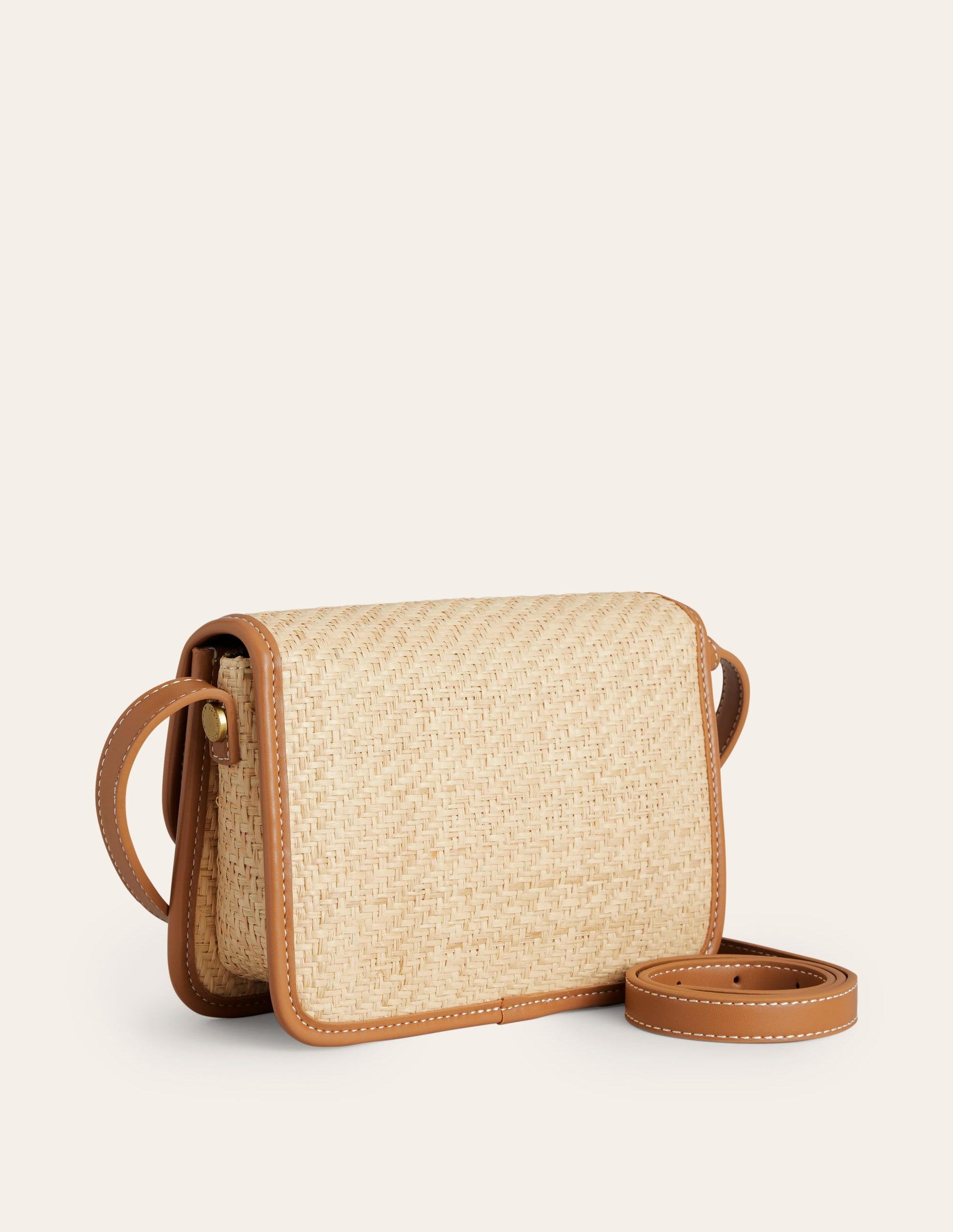 Raffia Snaffle Cross-Body Bag-Natural-3