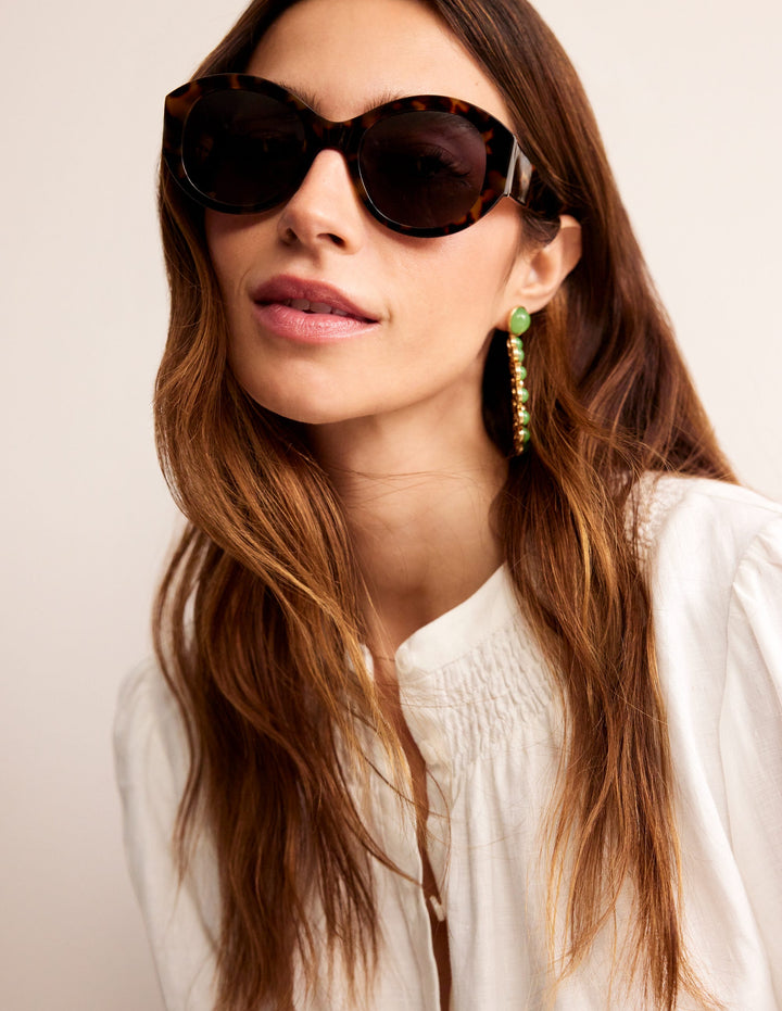 Oval Sunglasses-Tort