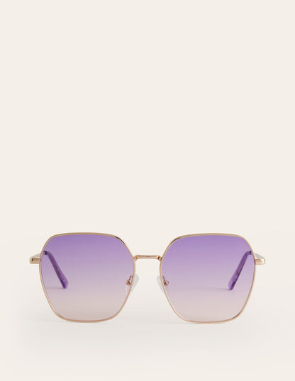 Angular Metal Sunglasses-Purple/Pink-2