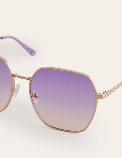 Angular Metal Sunglasses-Purple/Pink-4