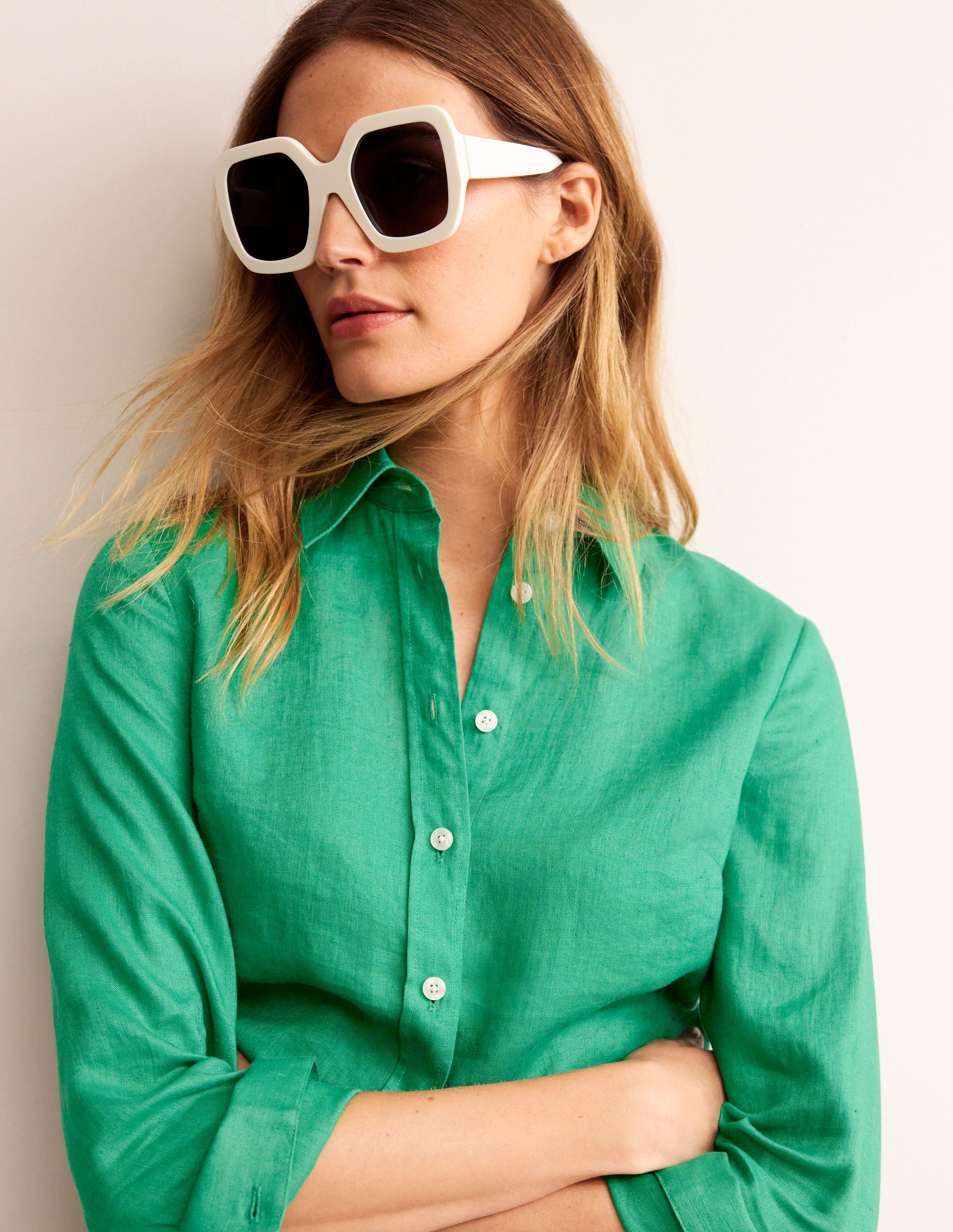 Oversized Square Sunglasses-White - Image 1
