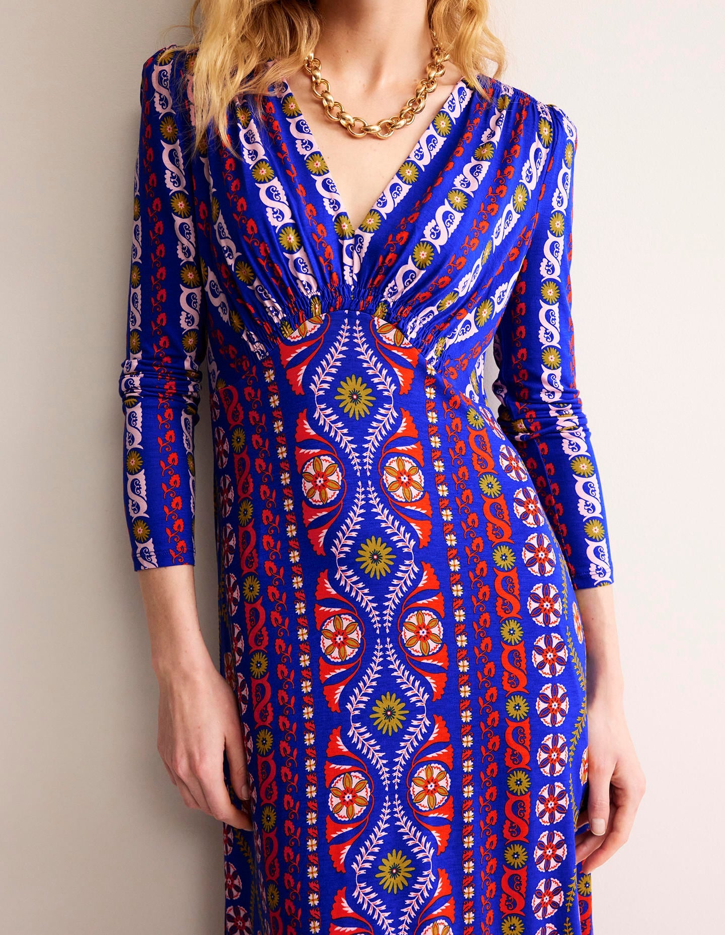 Jersey Midi Tea Dress-Surf the Web, Floret Stripe - Image 3