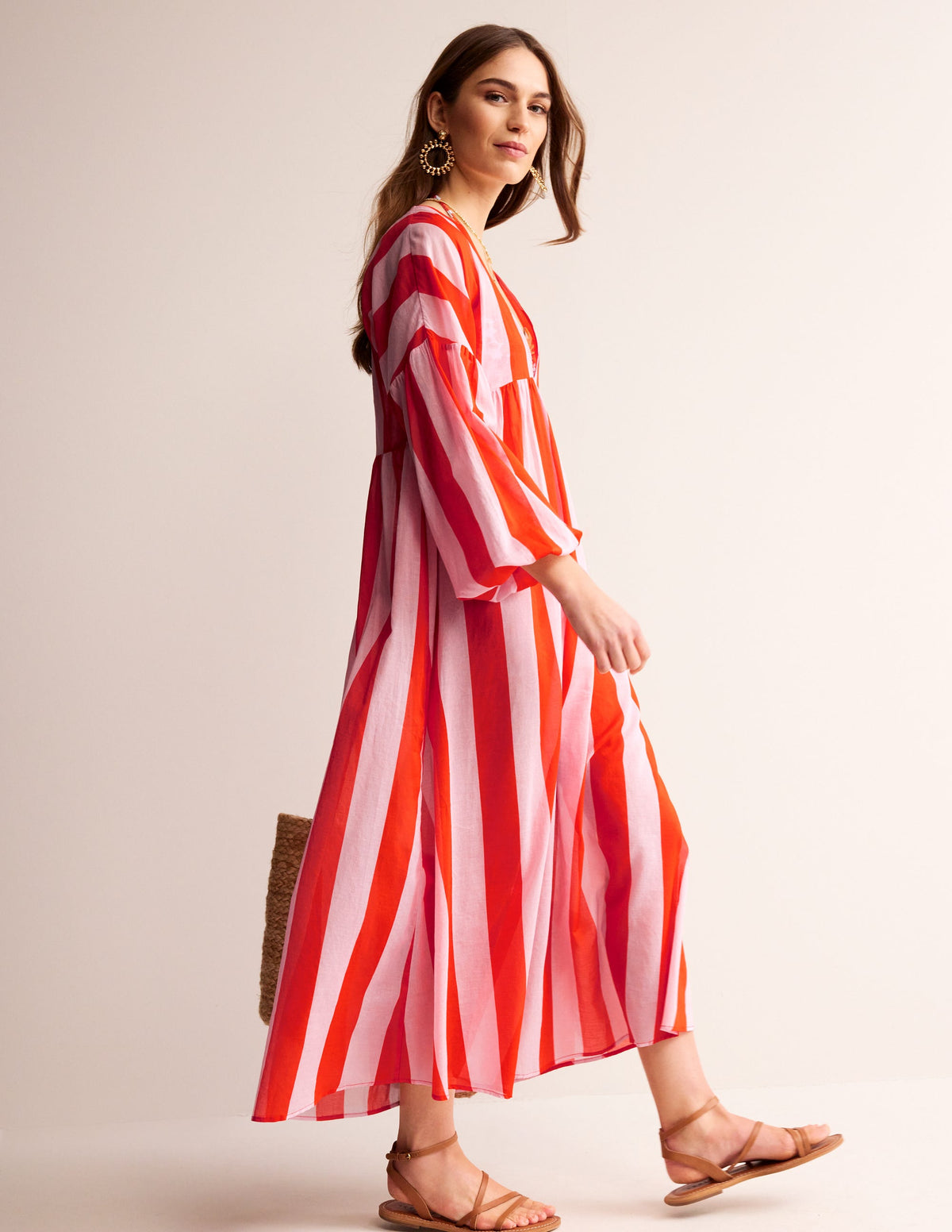 Sarah Maxi Kaftan Dress-Fiesta and Orchid - Image 1