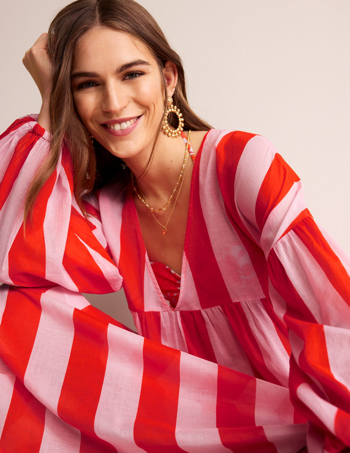 Sarah Maxi Kaftan Dress-Fiesta and Orchid-2