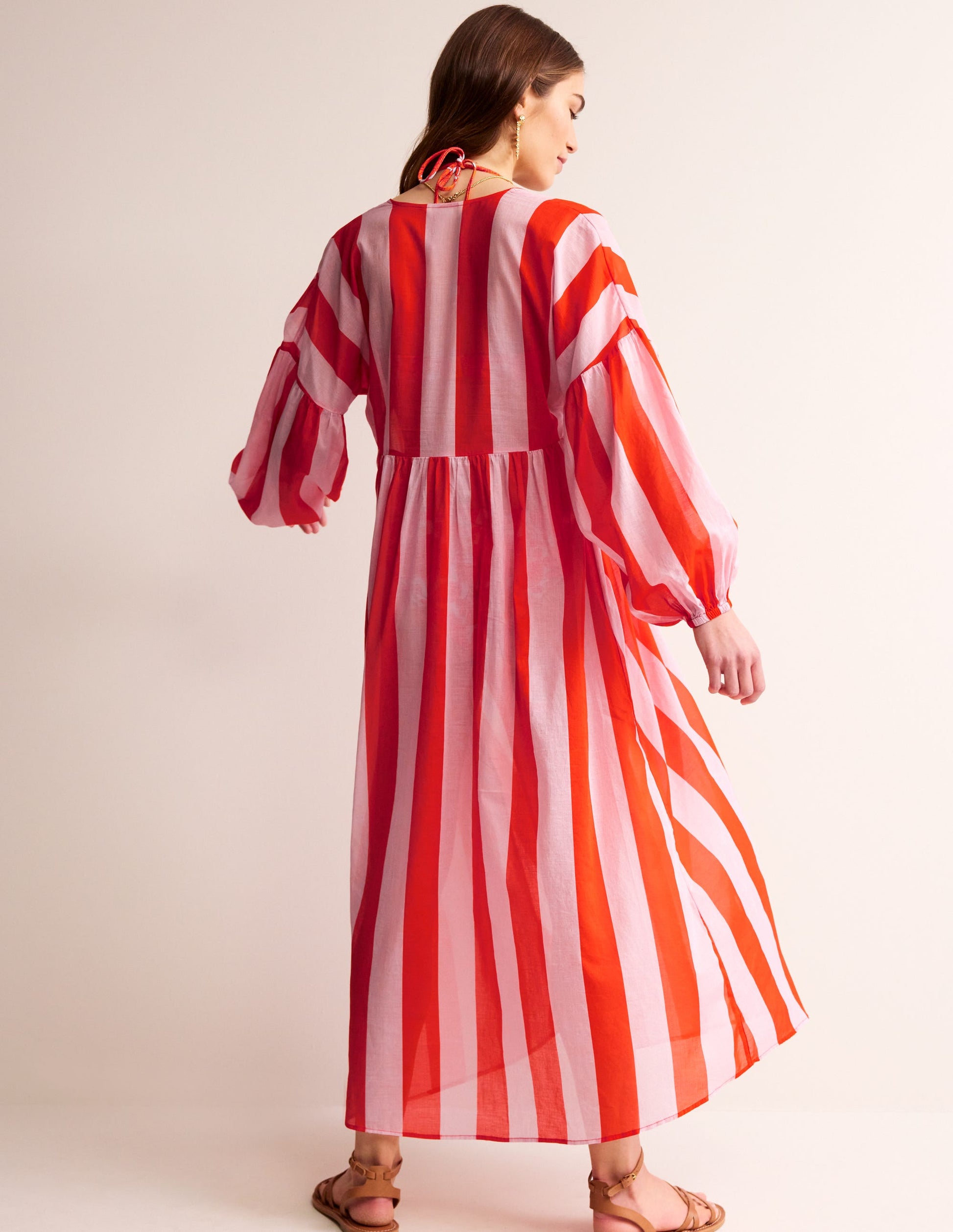 Sarah Maxi Kaftan Dress-Fiesta and Orchid-3